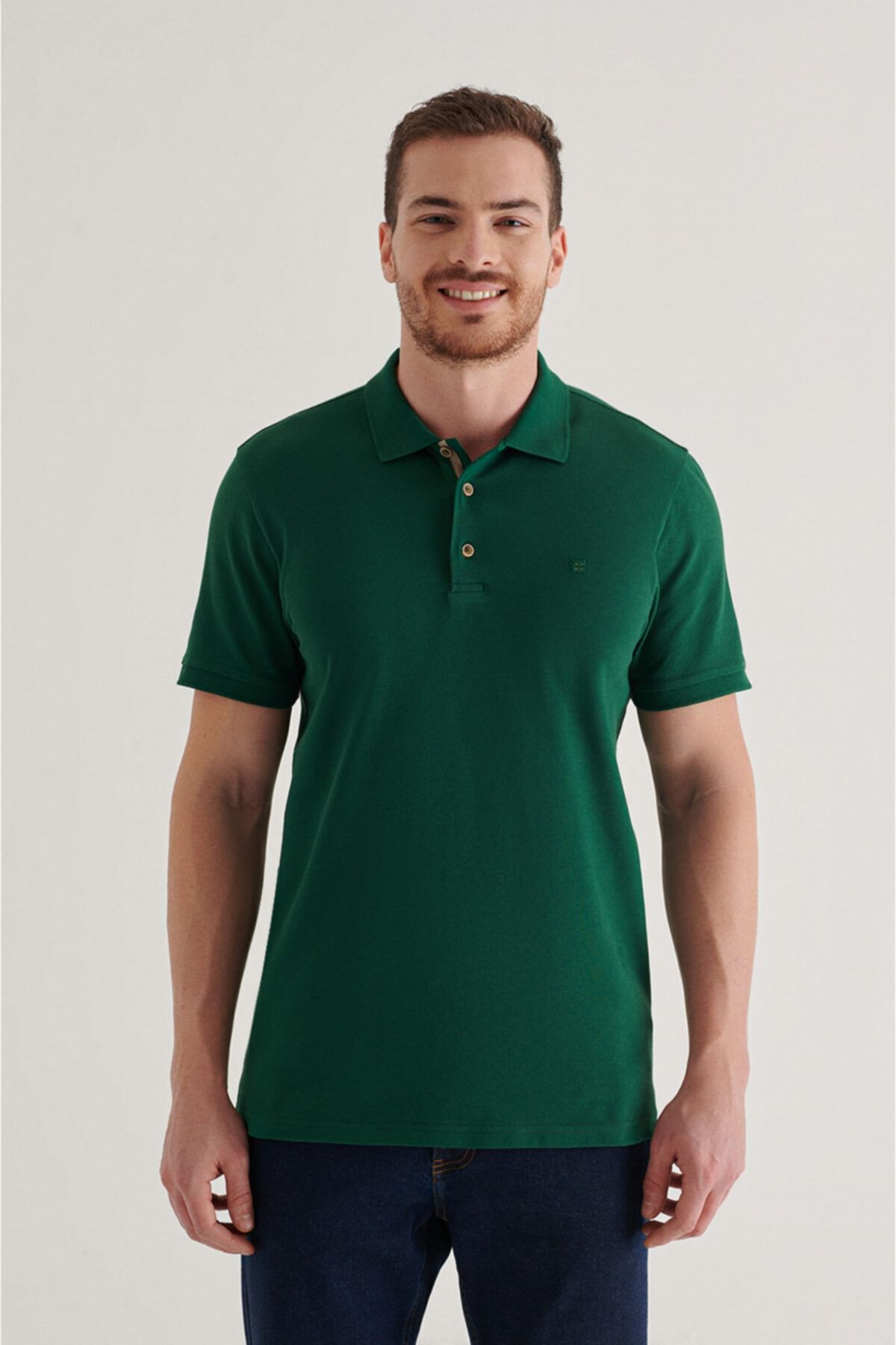 Erkek Yeşil Polo Yaka Düz T-shirt A11b1174
