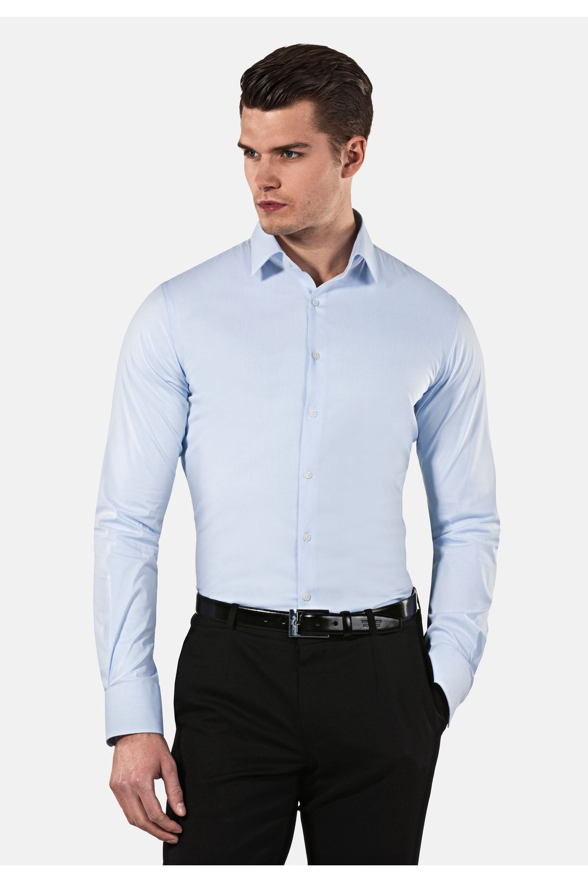 Vincenzo Boretti Hemd Blau Slim Fit