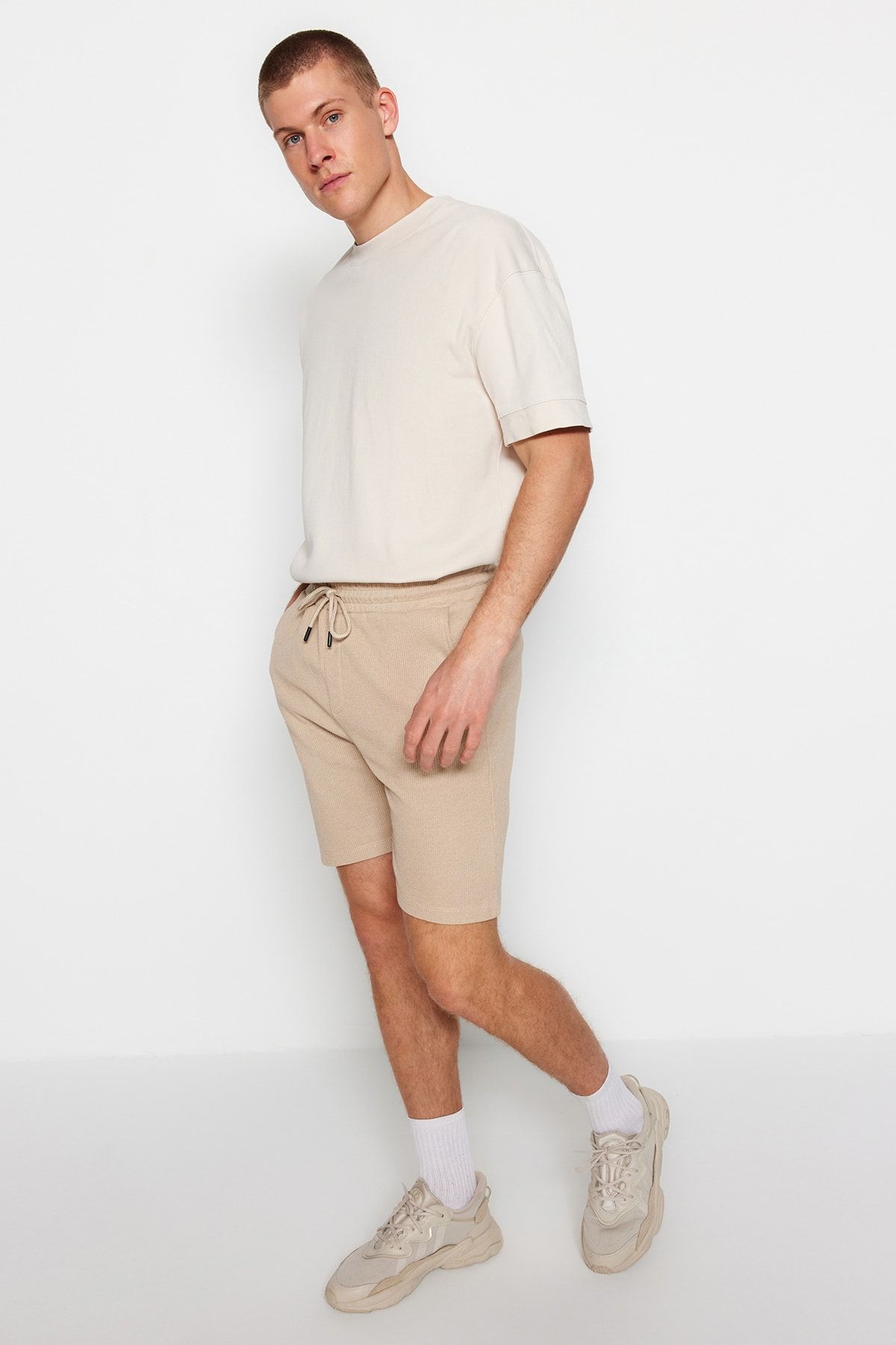 Trendyol Collection-Sötétkék-bézs normál zsinór 2db rövidnadrág és Bermuda TMNSS23SR00076 19
