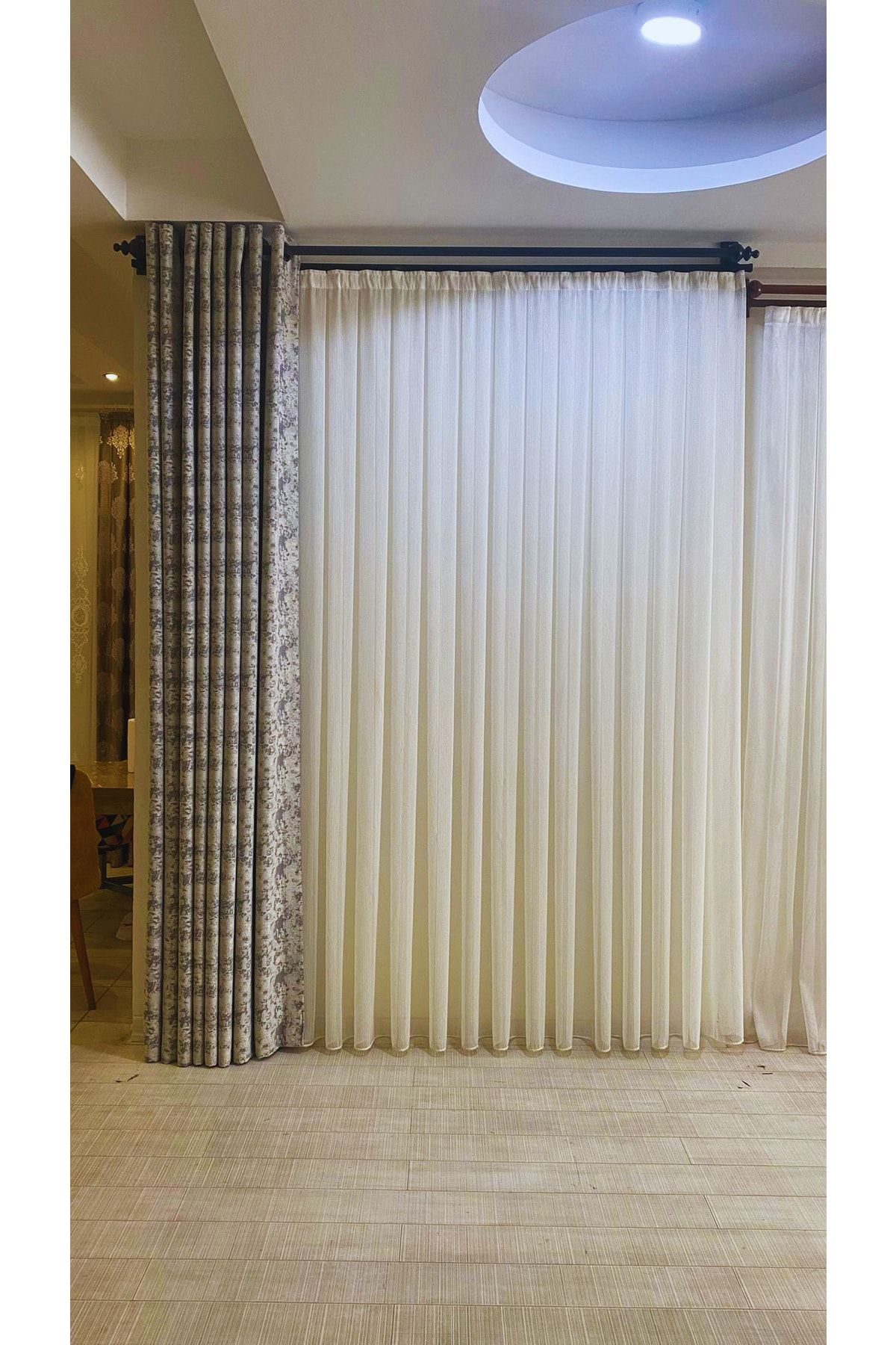 Orlenda-White Wooden Head Aluminum Pipe Rustic Curtain Hanger Single Rail 175 cm 8