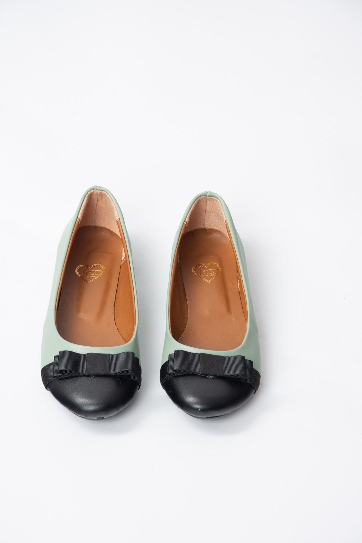 Fox Shoes-Γυναικείες πράσινες μαύρες μπαλαρίνες 6