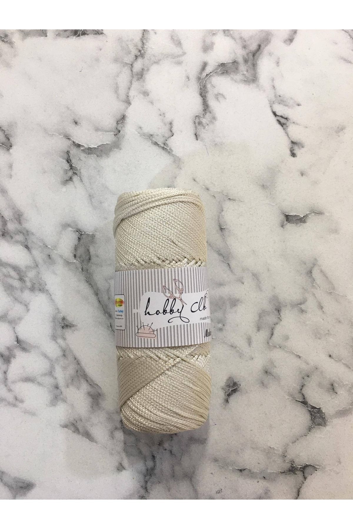 hobby club-Premium 100gr 5 Pieces Polyester Macrame Thread (Bone Color) Supla Thread and Bag Thread 1