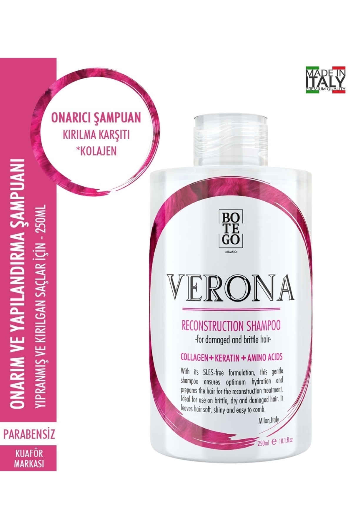 botegohair Verona Yeniden Yapılandırma Kuru Ve Yıpranmış Saçlar Için Şampuan 250 Ml
