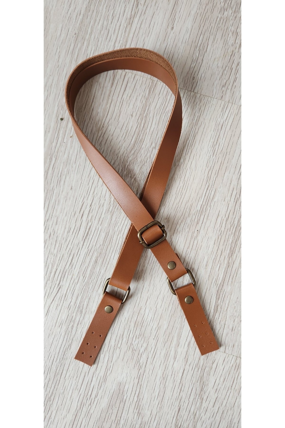 Antique Detailed Sewn Adjustable Leather Strap