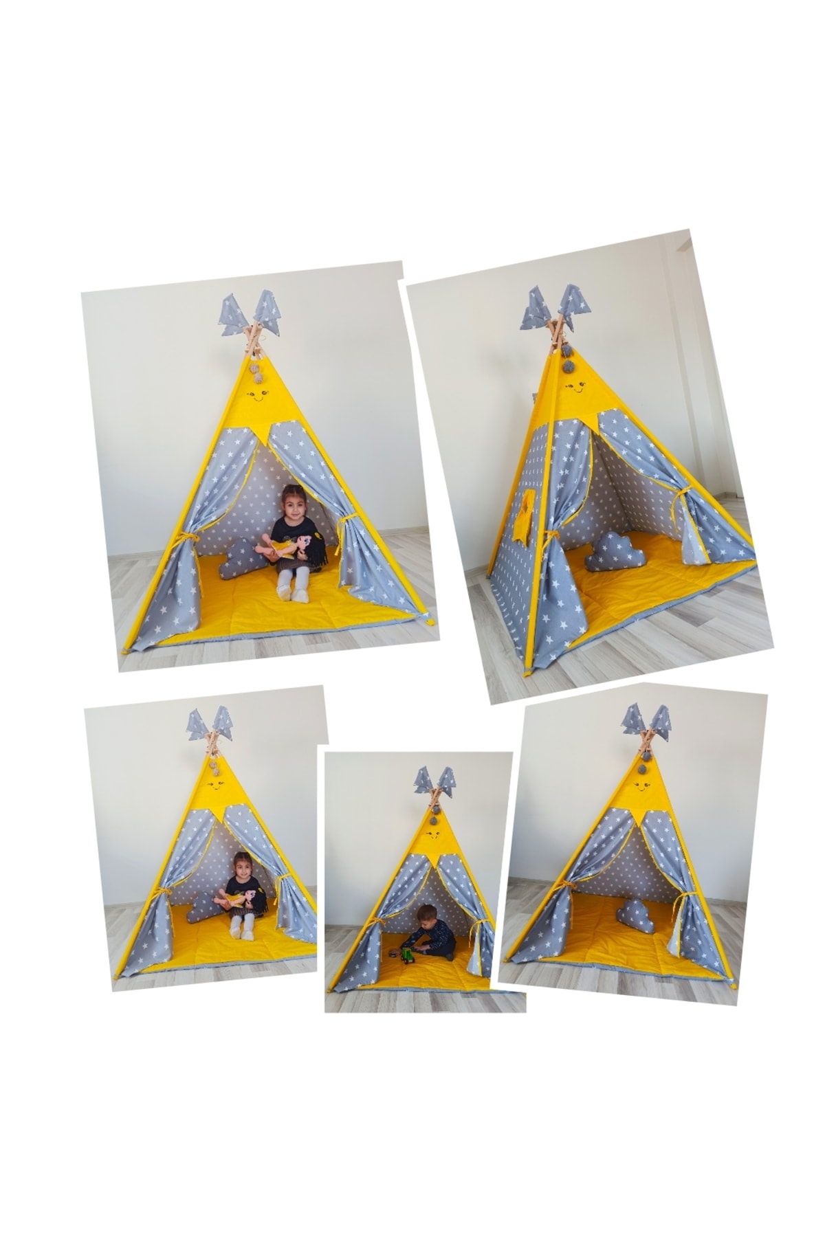 nisa baby tasarım Nbt Sarı Kızıl Derili Eğlenceli Oyun Çadırı Emojeli fotoğrafı 7 (önizleme)