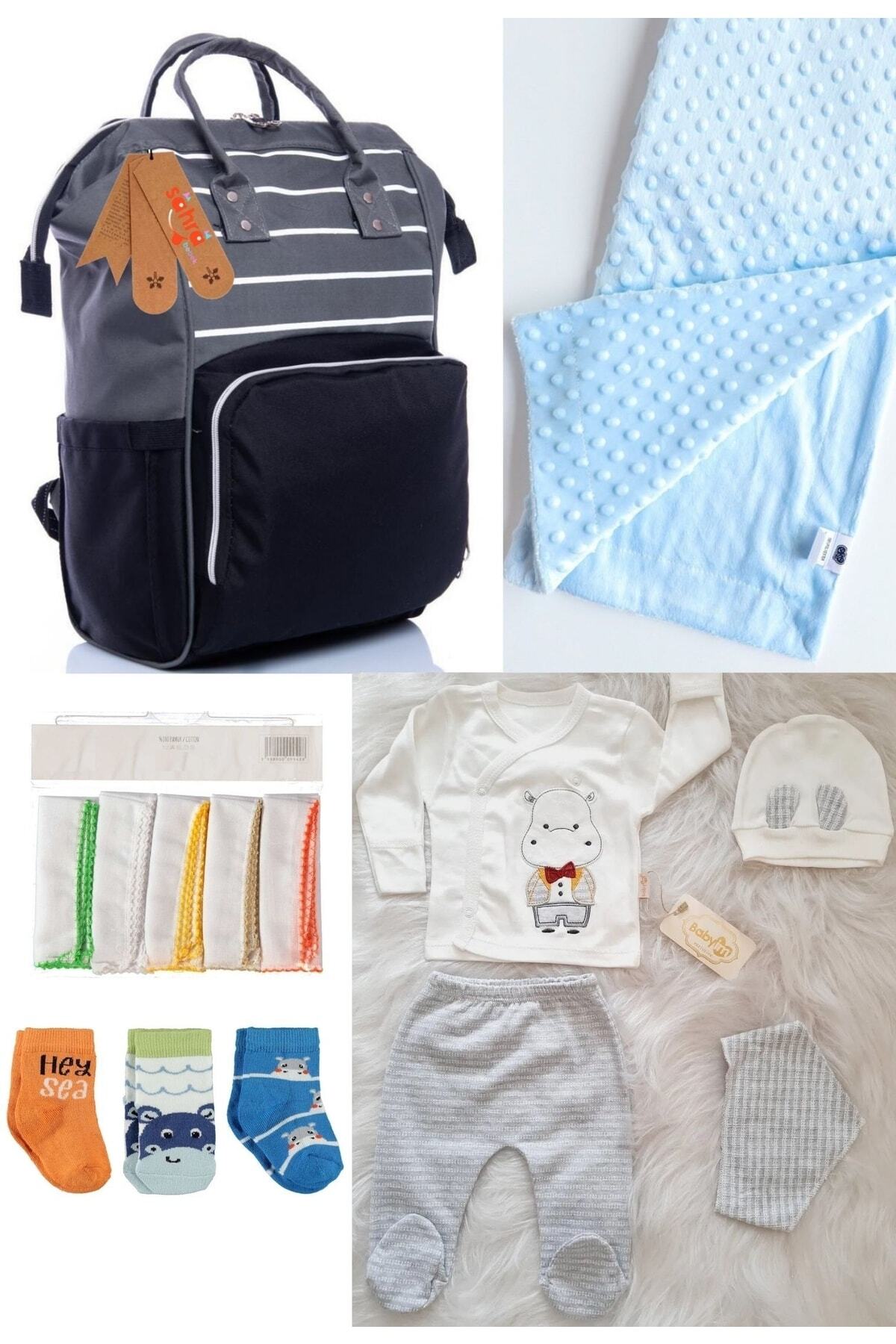 5-Piece Delivery Set (Baby Care Backpack,Hospital Checkout,Chickpea Blanket, 10 Wipes and 3 Socks)