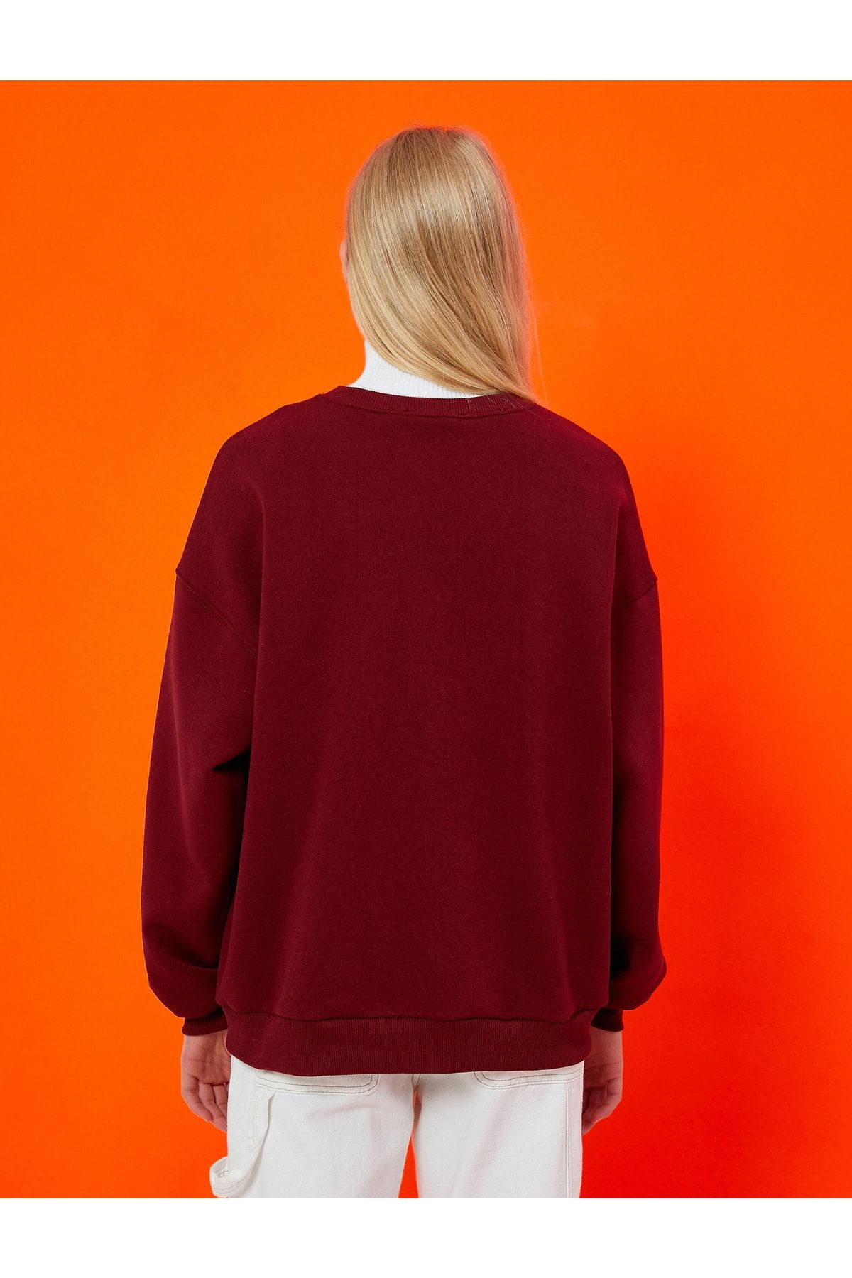 Koton Sweatshirt Bordeaux Relaxed Fit Fast ausverkauft