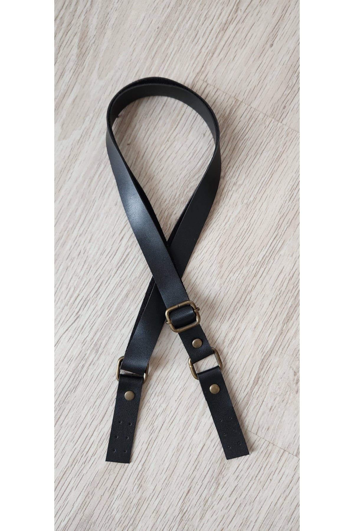 Antique Detailed Sewn Adjustable Leather Strap