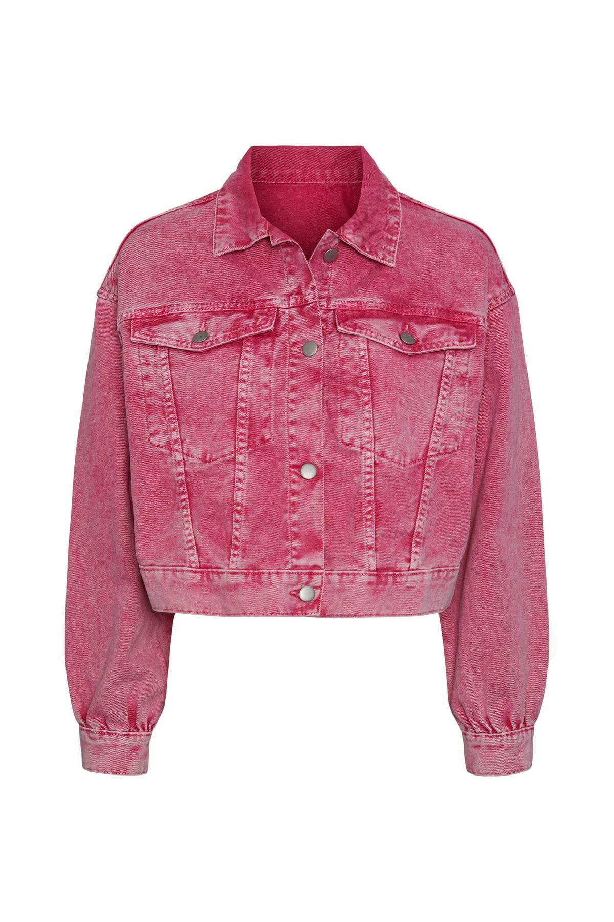 Dark pink sales jean jacket