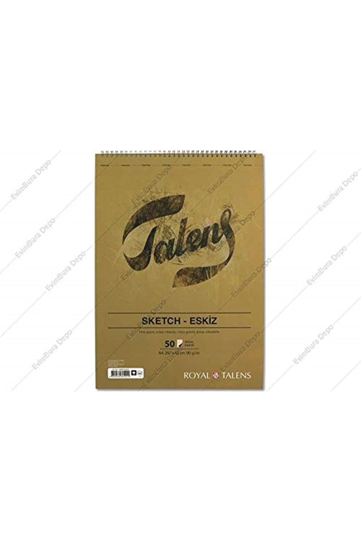 Talens-Sketch Drawing and Painting Block 90 Gr - A4 - 50 Sheets with Spiral from Top 1