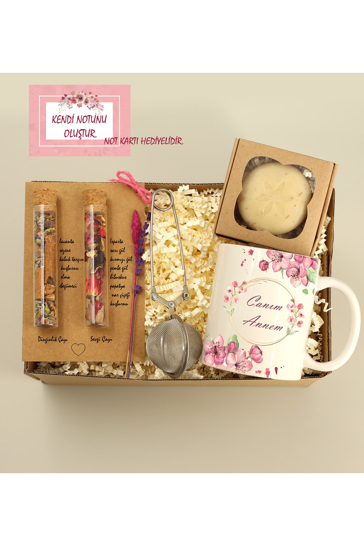 "Dear Mom" ​​Printed Mug & Boxed Lavender Soap & Tea Herbal Tongs & 2-Piece Herbal Tea Gift Set