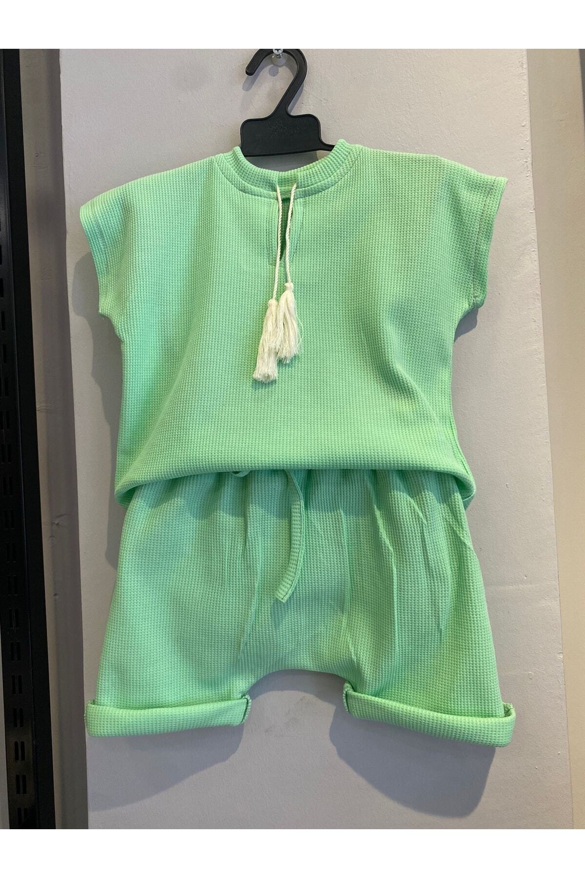 bohemiankids baby wear-Green Shorts Set 1