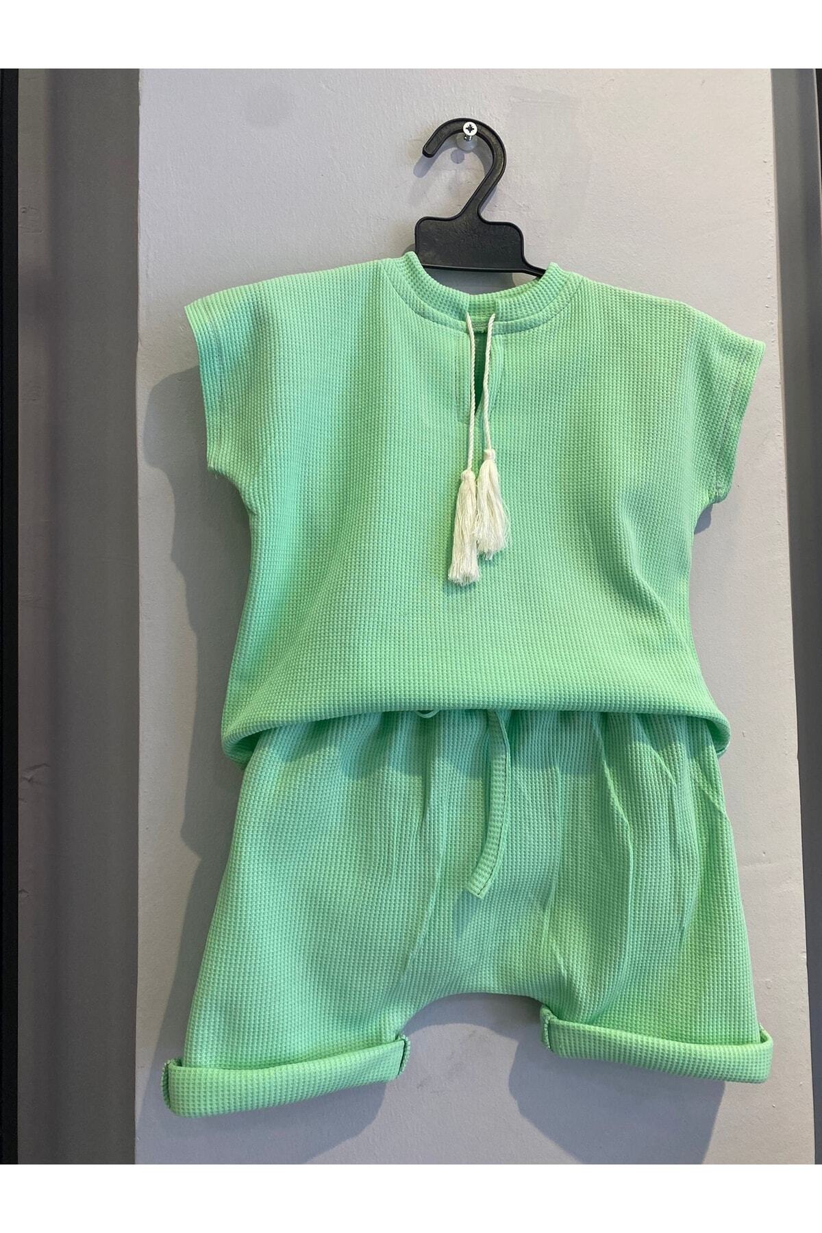 bohemiankids baby wear-Green Shorts Set 3