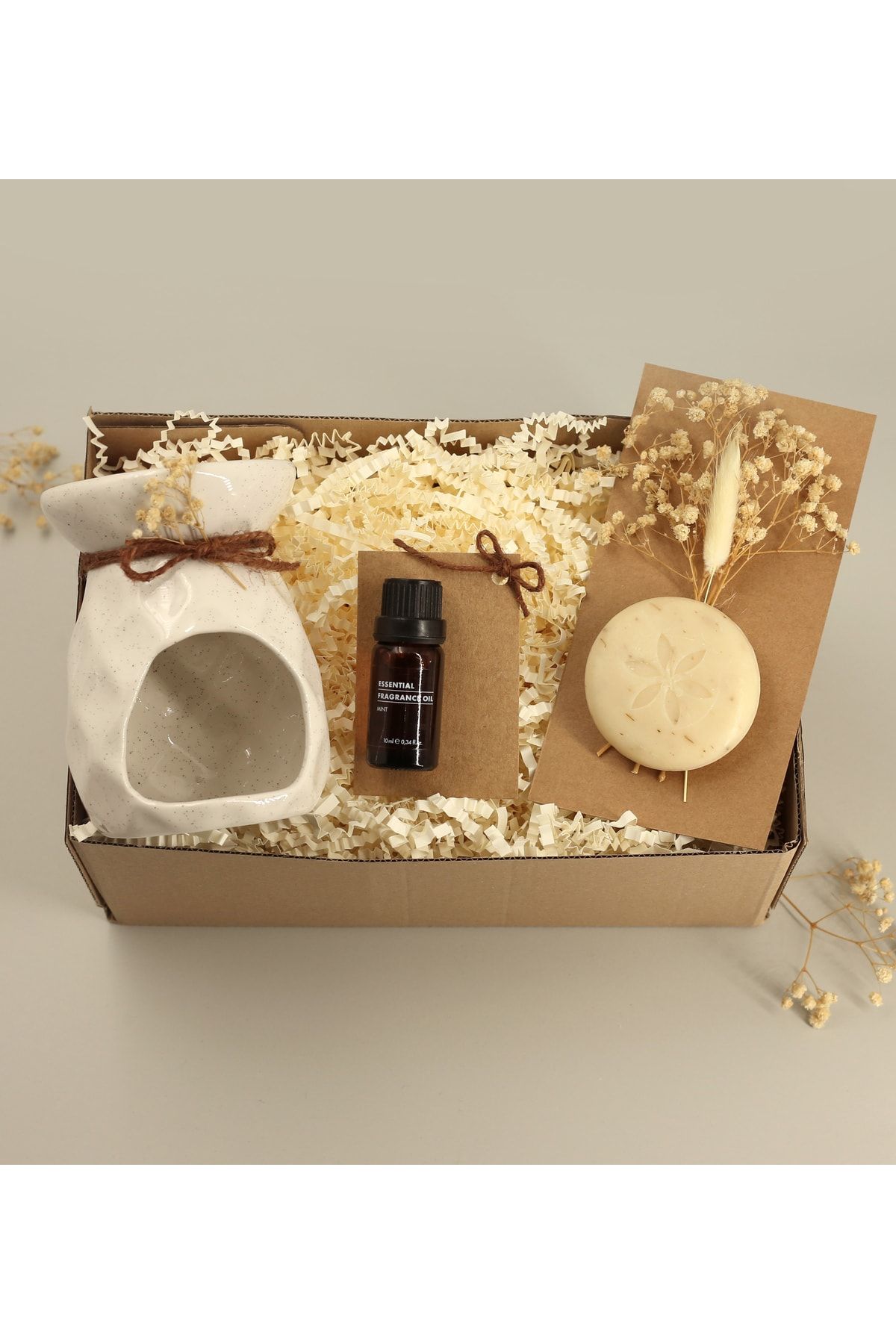 Censer & Censer Essence & Flower & Lavender Soap Gift Set with Handmade Card