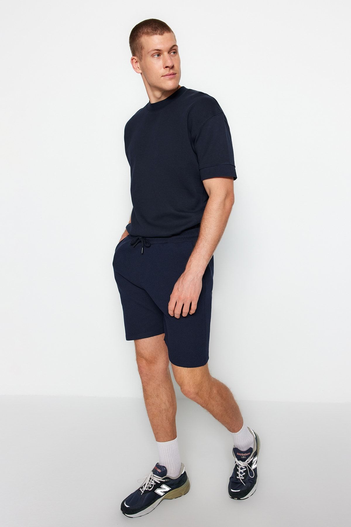 Trendyol Collection-Sötétkék-bézs normál zsinór 2db rövidnadrág és Bermuda TMNSS23SR00076 17