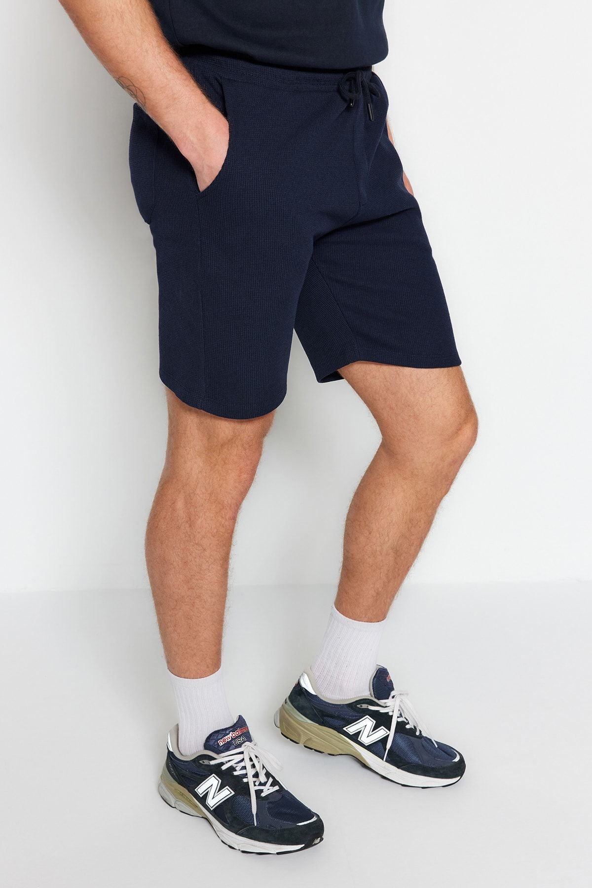 Trendyol Collection-Sötétkék-bézs normál zsinór 2db rövidnadrág és Bermuda TMNSS23SR00076 10