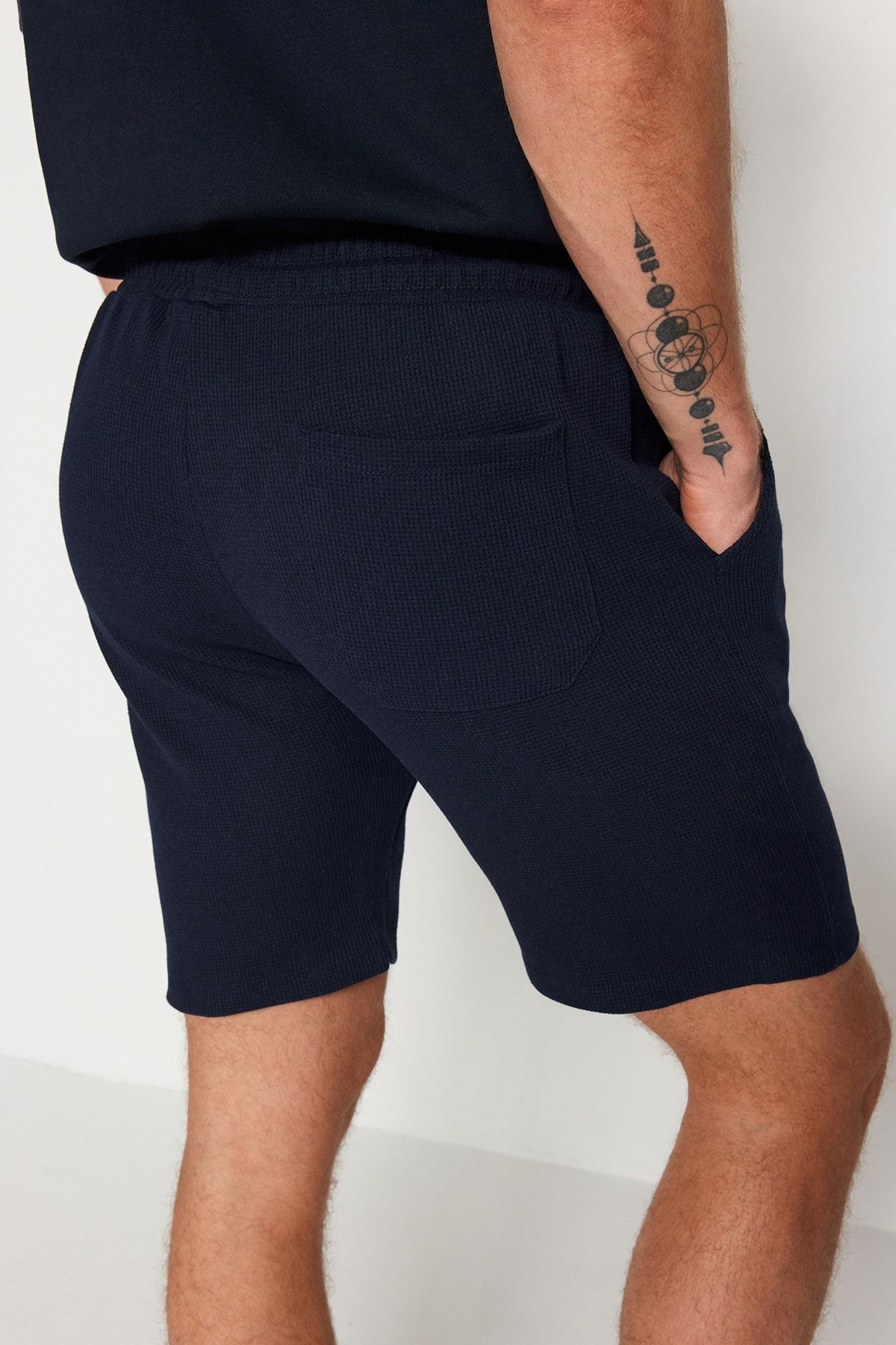 Trendyol Collection-Sötétkék-bézs normál zsinór 2db rövidnadrág és Bermuda TMNSS23SR00076 5