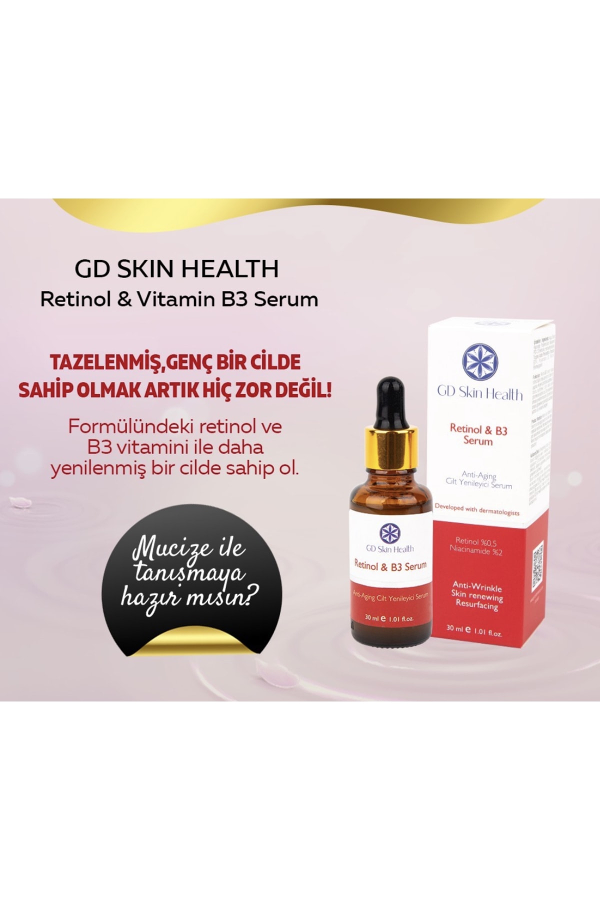 Retinol & Vitamin B3 Yaşlanma Karşıtı Serum Anti-aging Cilt Yenileyici Serum — gd1804 — تصویر 8 از 8