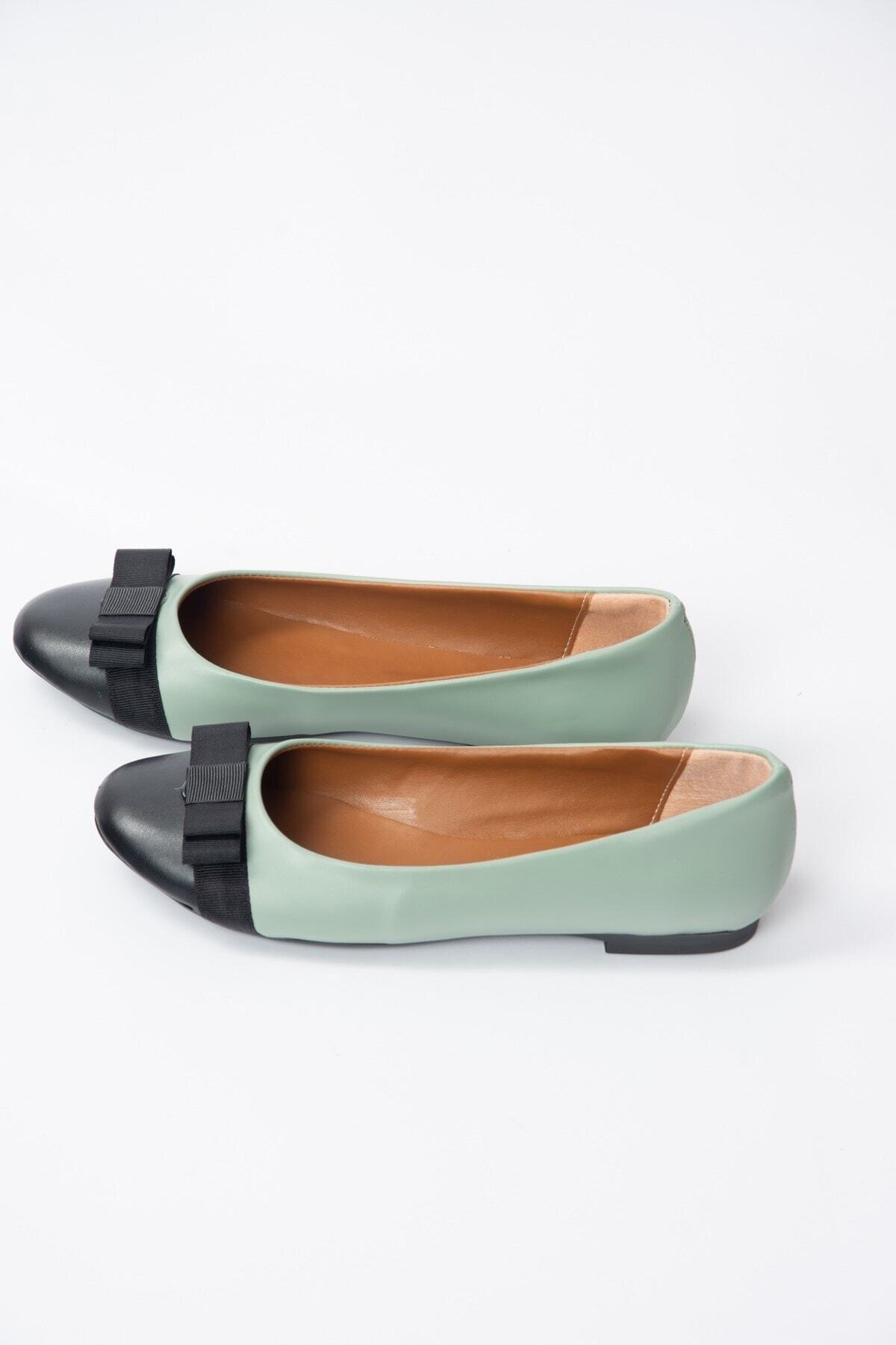 Fox Shoes-Γυναικείες πράσινες μαύρες μπαλαρίνες 5