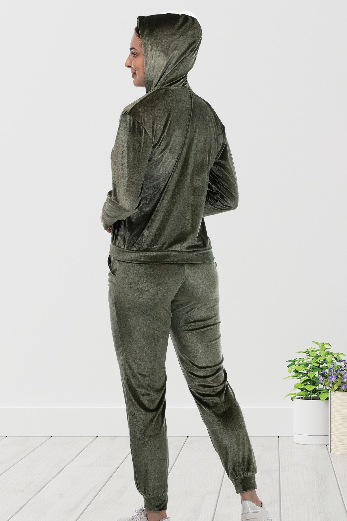 Olive green velour tracksuit on sale