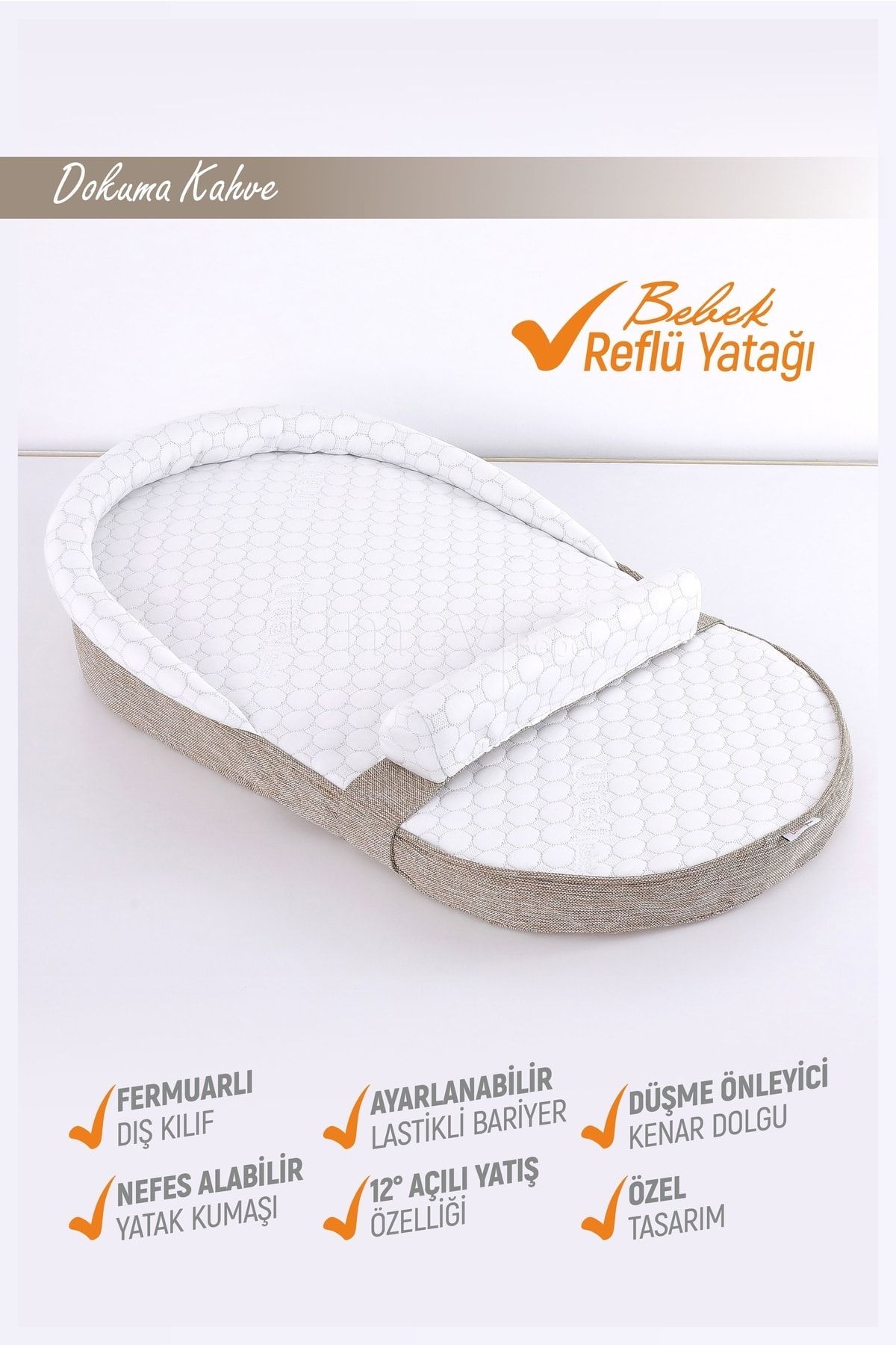 Umaybebek Umay Baby Reflux Bed, Детская кроватка - Тканая коричневая UMAYREFY001