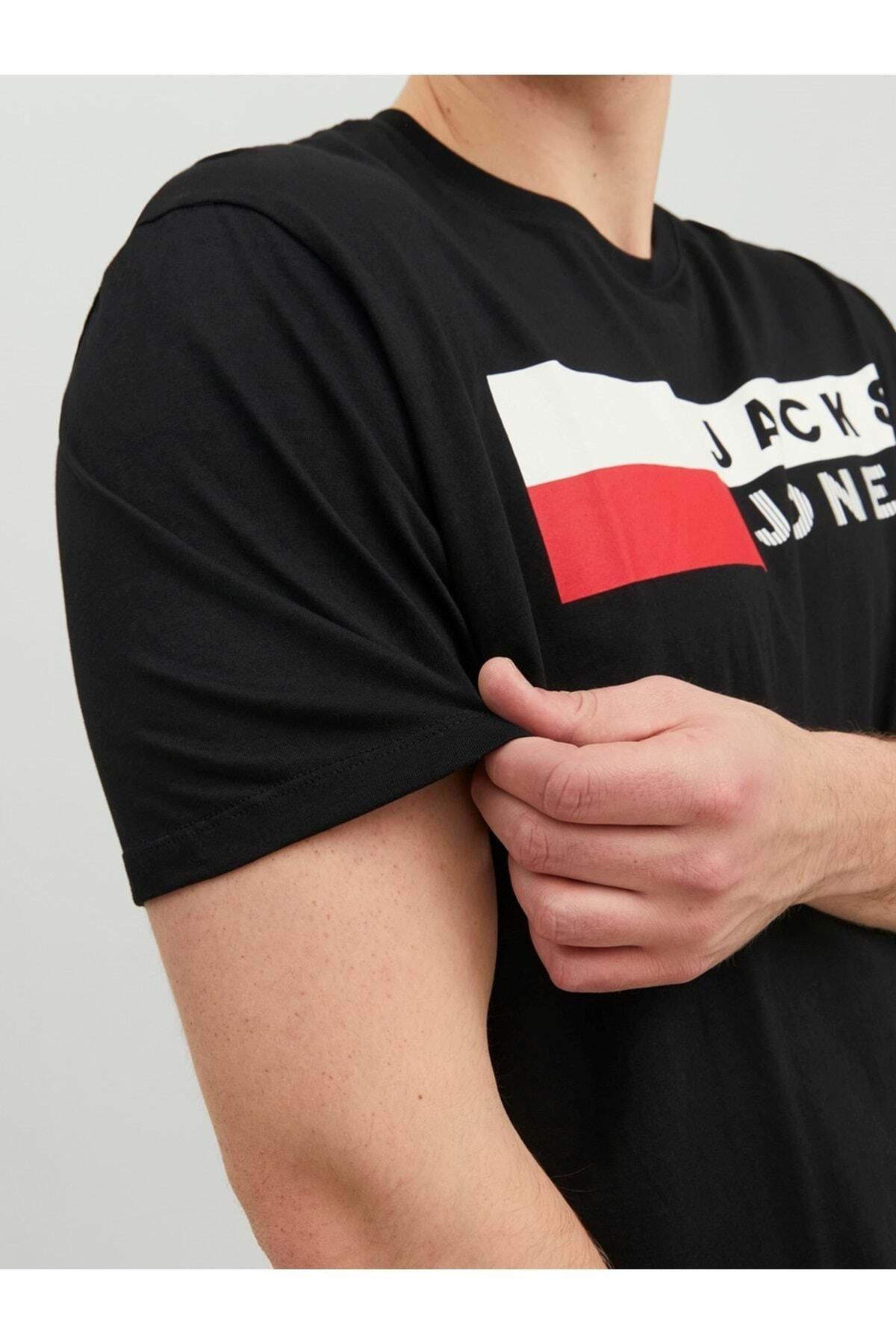 تیشرت مردانه مشکی جک اند جونز | ST06026 اورجینال - تصویر 4