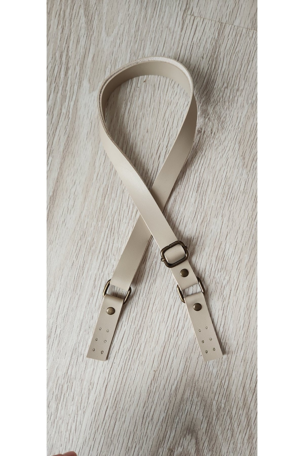 Antique Detailed Sewn Adjustable Leather Strap