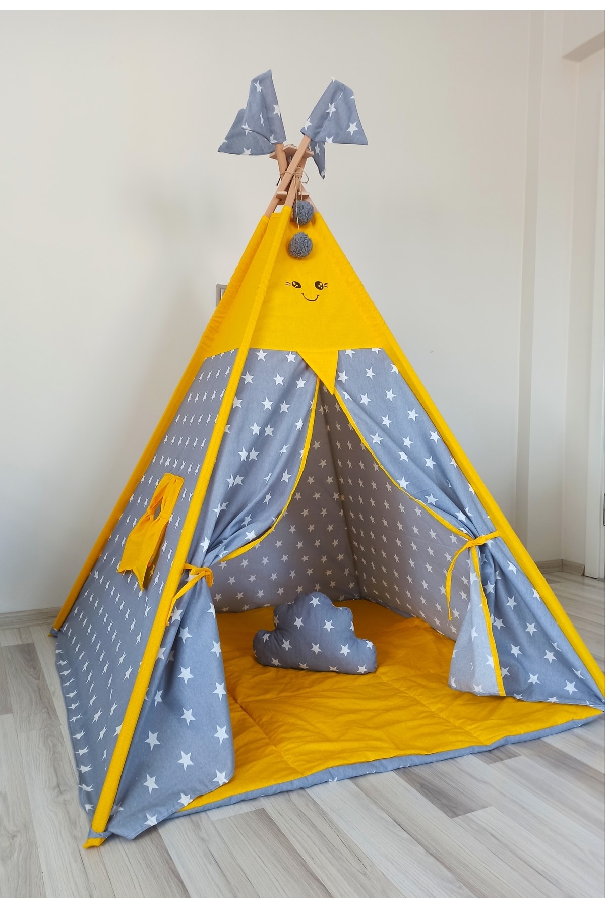 nisa baby tasarım Nbt Sarı Kızıl Derili Eğlenceli Oyun Çadırı Emojeli fotoğrafı 6 (önizleme)