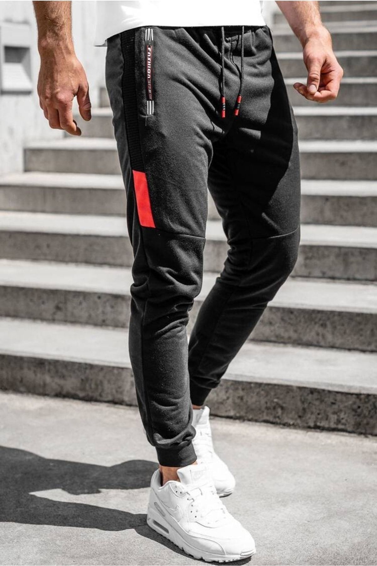 Men's sweatpants with side zipper pockets hot sale