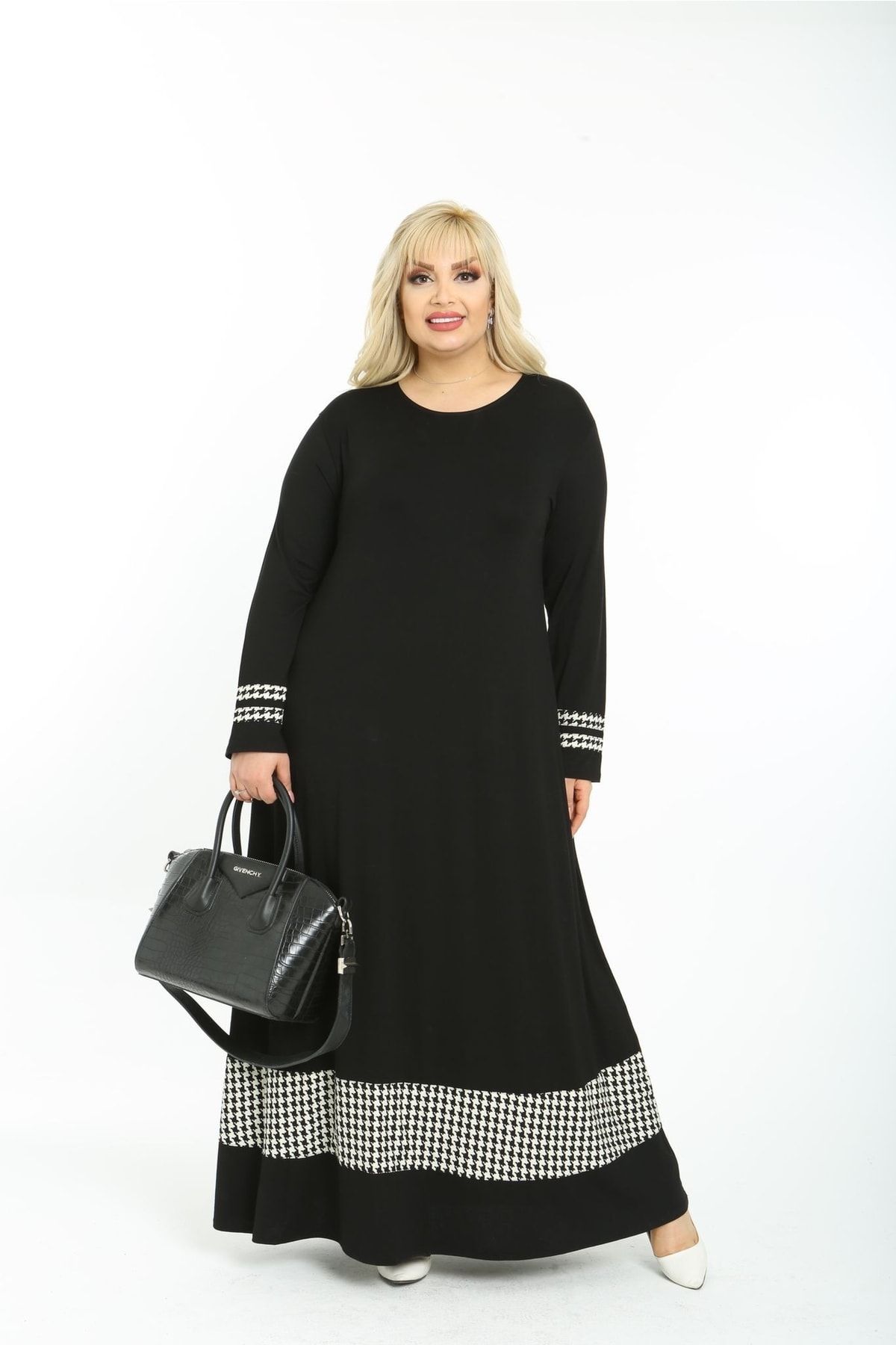 mami butik Plus Size Dress Black Maxi Trendyol