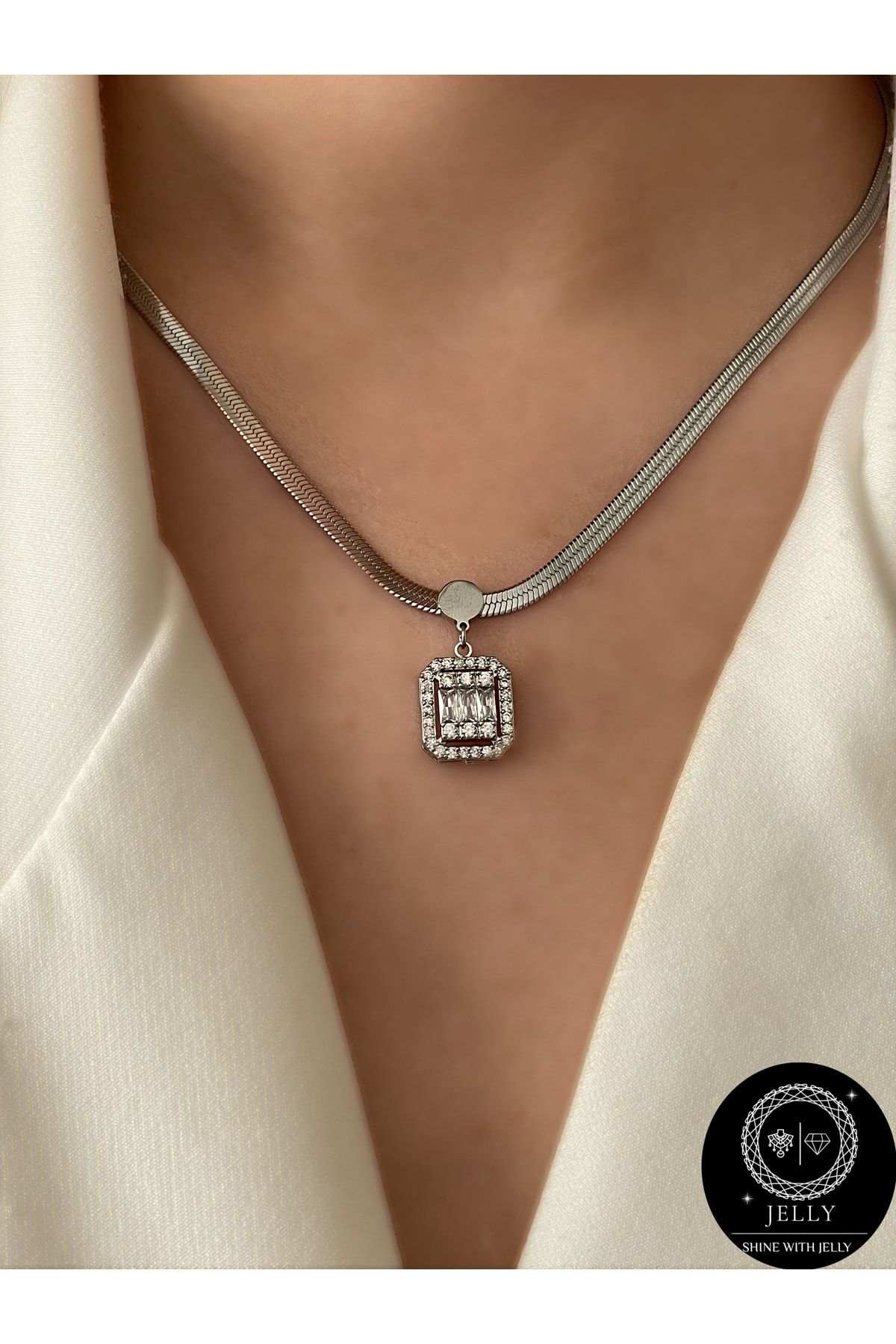 Baguette shop necklace womens