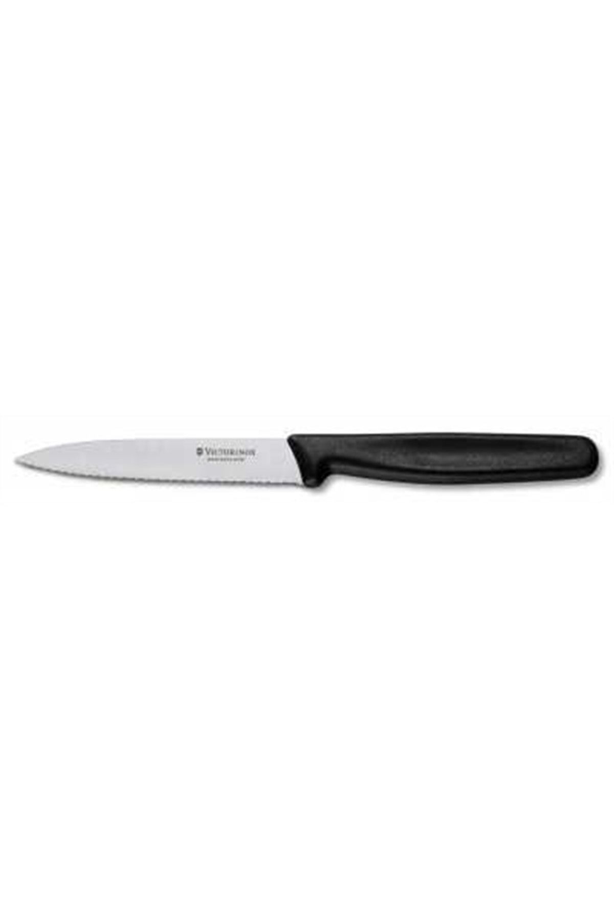 Victorinox-شفرة مسننة سويسرية كلاسيكية مقاس 4 بوصات وعرض 5/8 بوصة عند الطرف الحاد ومقبض أسود 1
