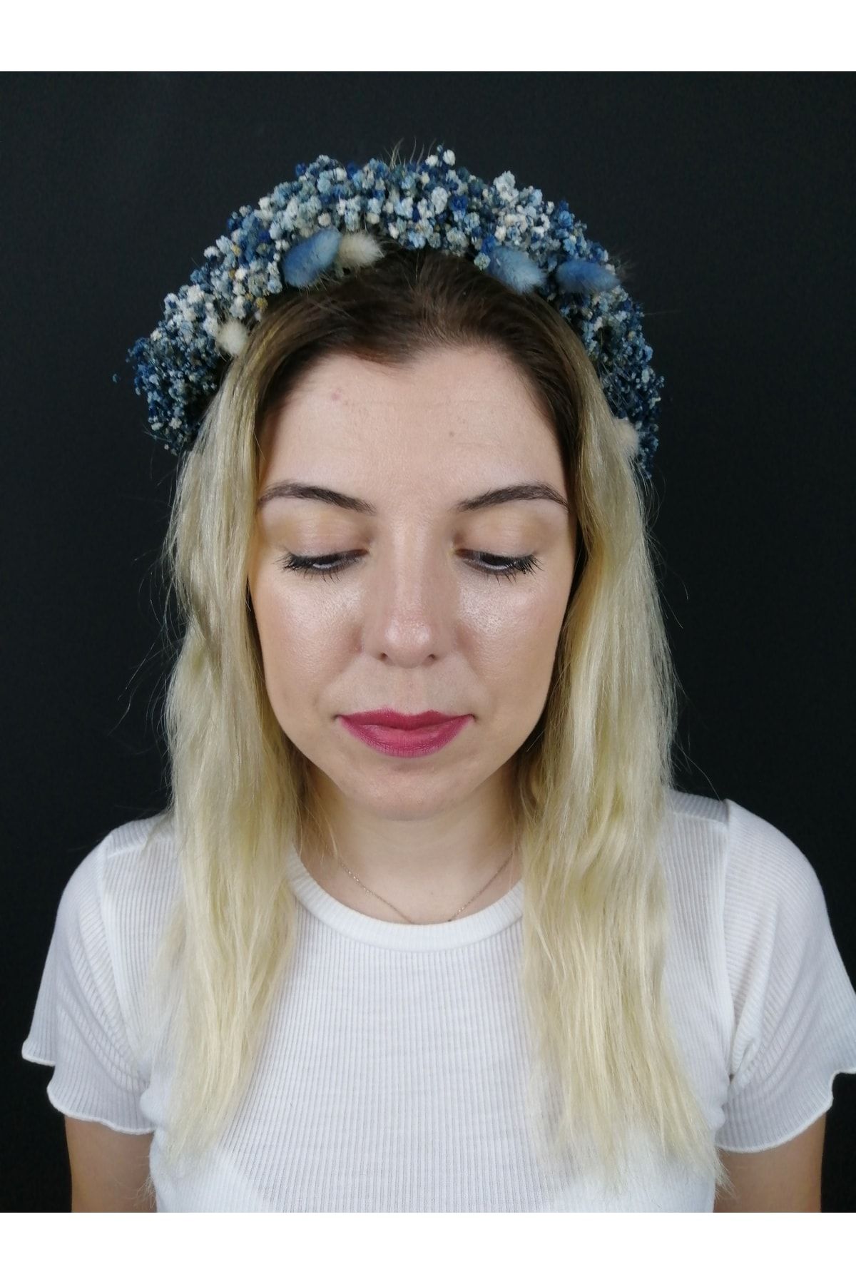 GELD-Women's Blue Dried Flower Crown 3