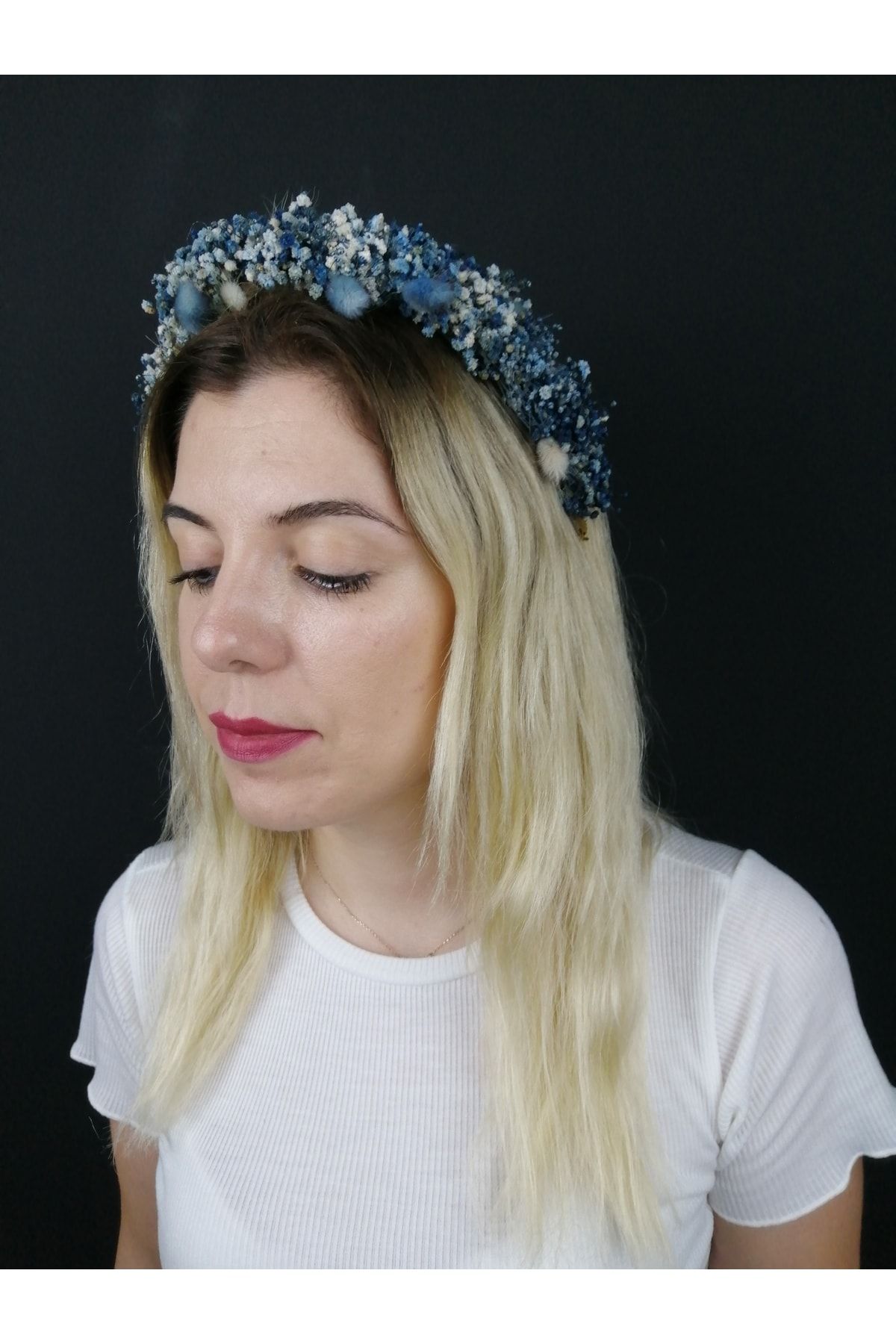 GELD-Women's Blue Dried Flower Crown 7