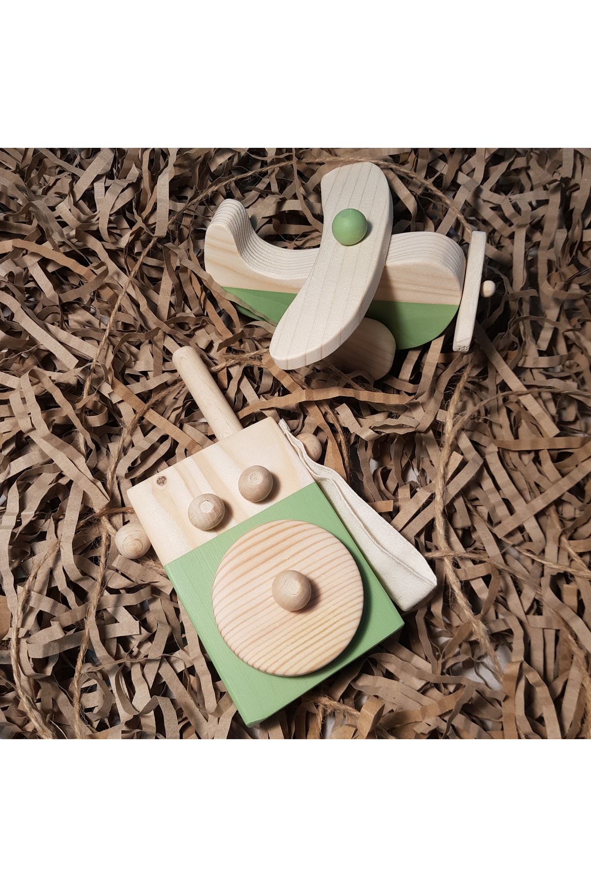 aswood Ahşap Montessori Baby Telsiz + Baby Uçak Oyuncak Set,waldorf Oyuncak,hediyelik Çocuk Oyuncağı +2 Yaş fotoğrafı 2 (önizleme)