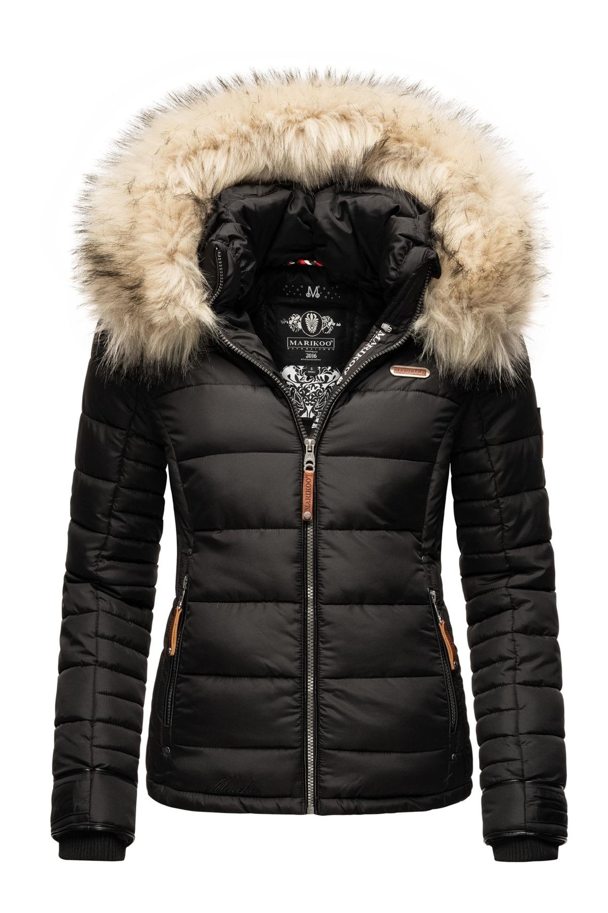 Marikoo Winterjacke Schwarz Puffer