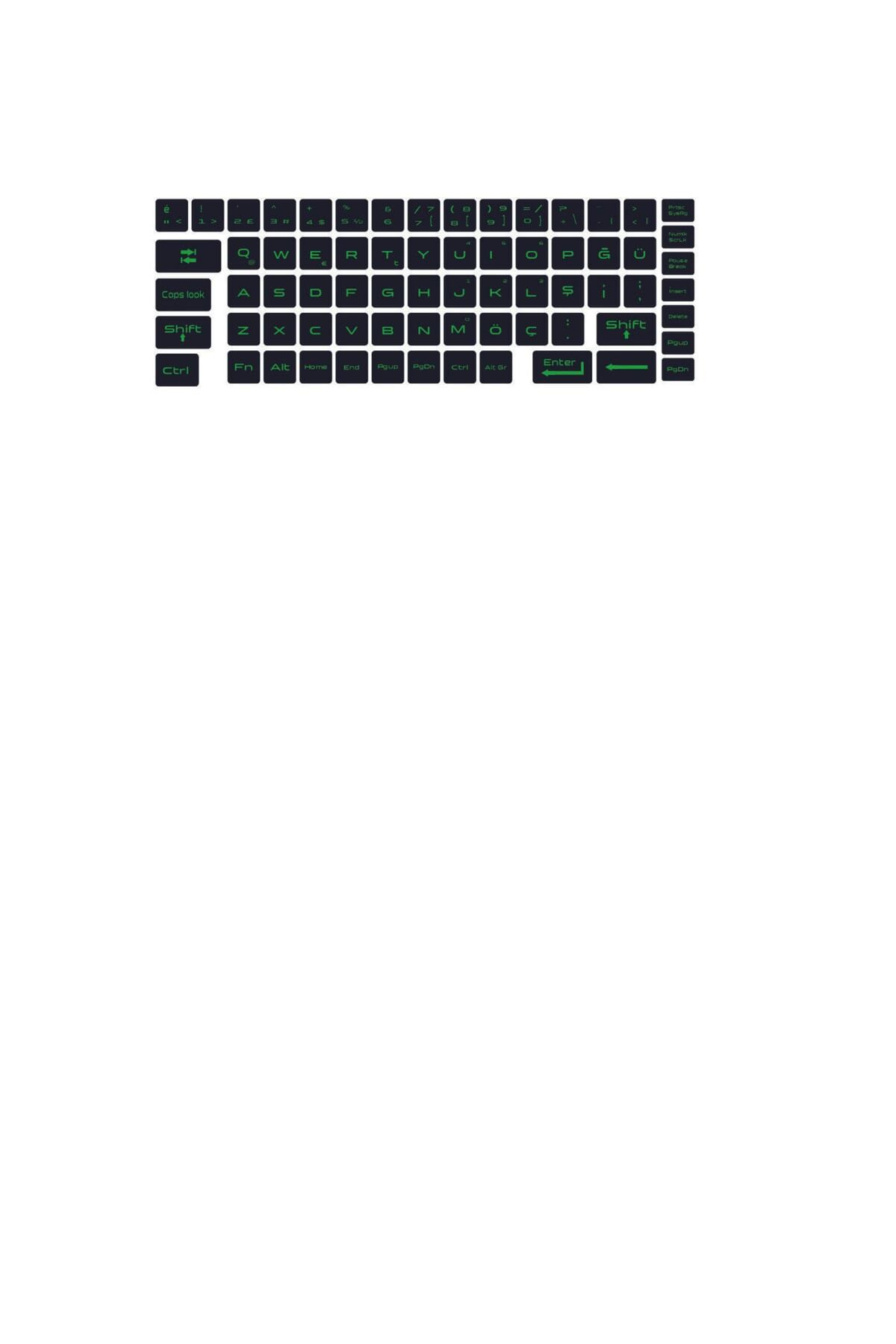 Klavye Sticker, Türkçe Q Klavye Etiketi Laptop Pc Sticker Yeşil 3