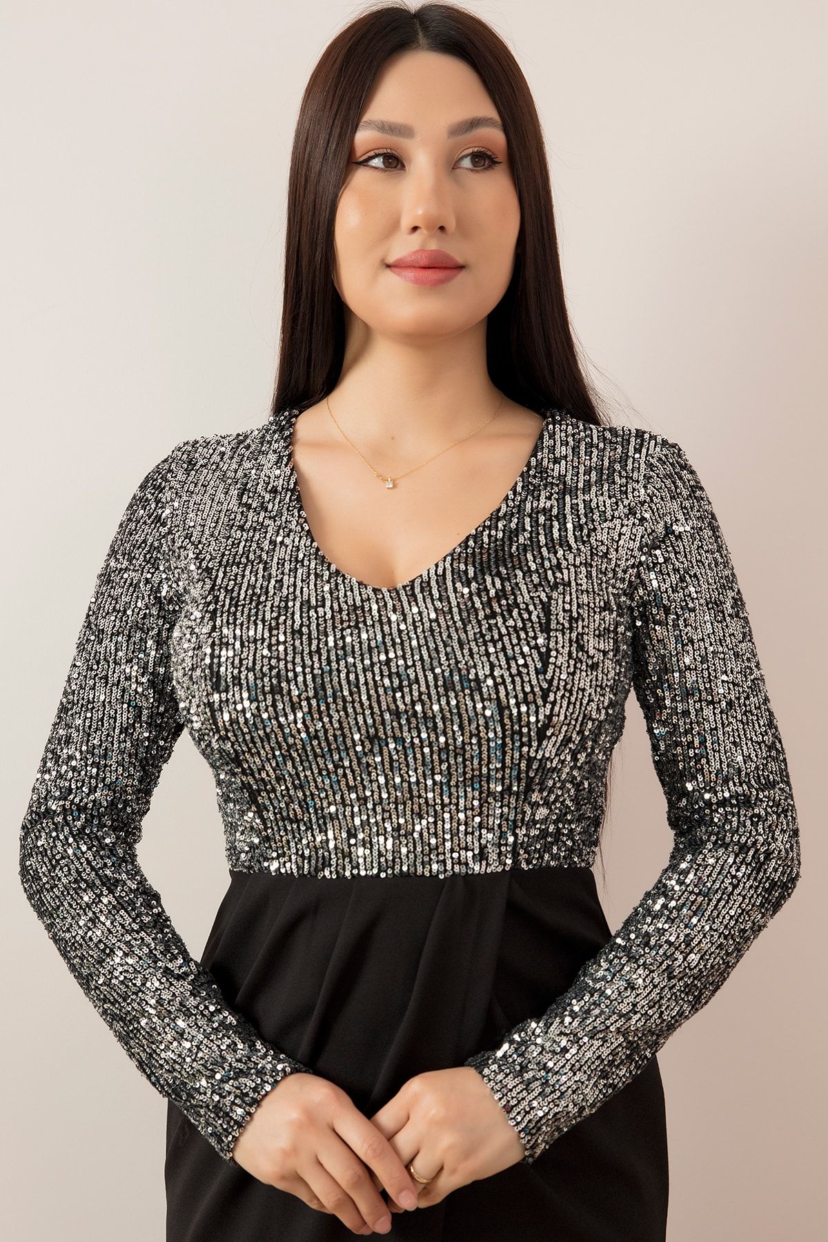 PULLIMM-Rochie de seară lungă cu decolteu în V 13067 2