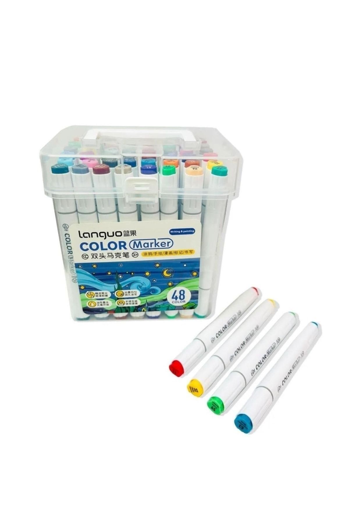 Languo Color ift Tarafl Plastik Kutlu Marker Seti 48 li Fiyat