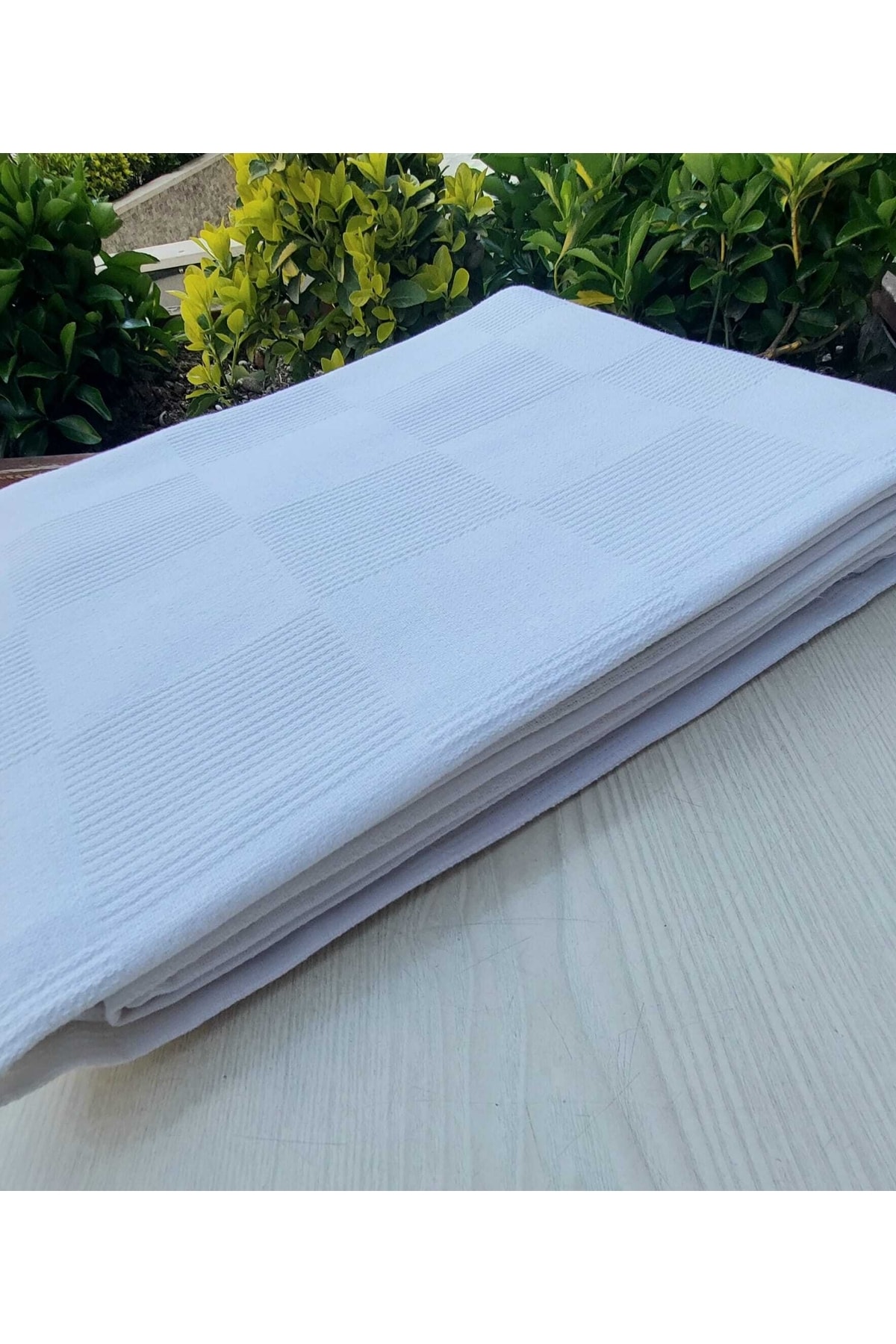 TEKSTİLCİ Otel Pikesi Çift Kişilik Kendinden Desenli Beyaz Pike %100 Pamuk 200x235 5
