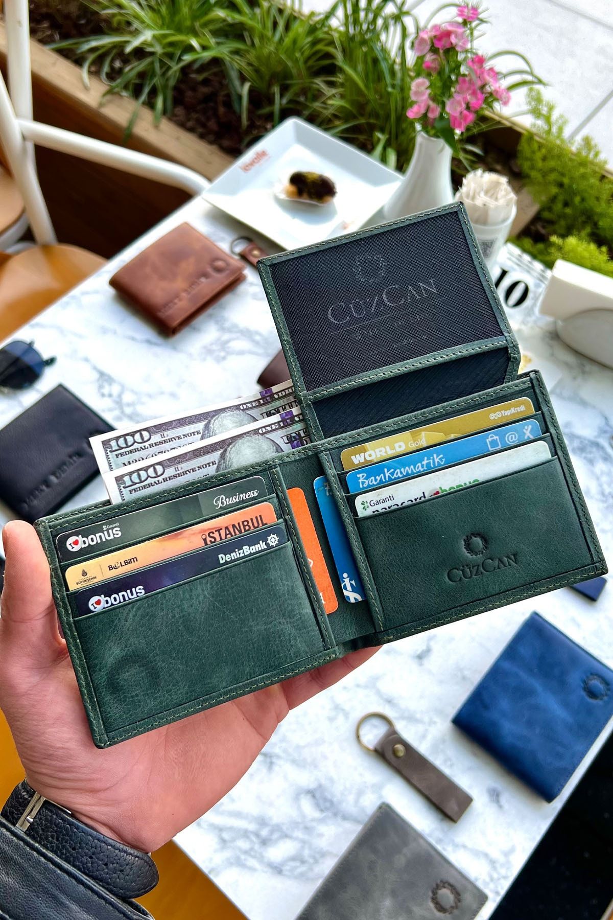 کیف پول مردانه NYC VINTAGE GREEN مردانه'S GREANT LEATH CüzCan