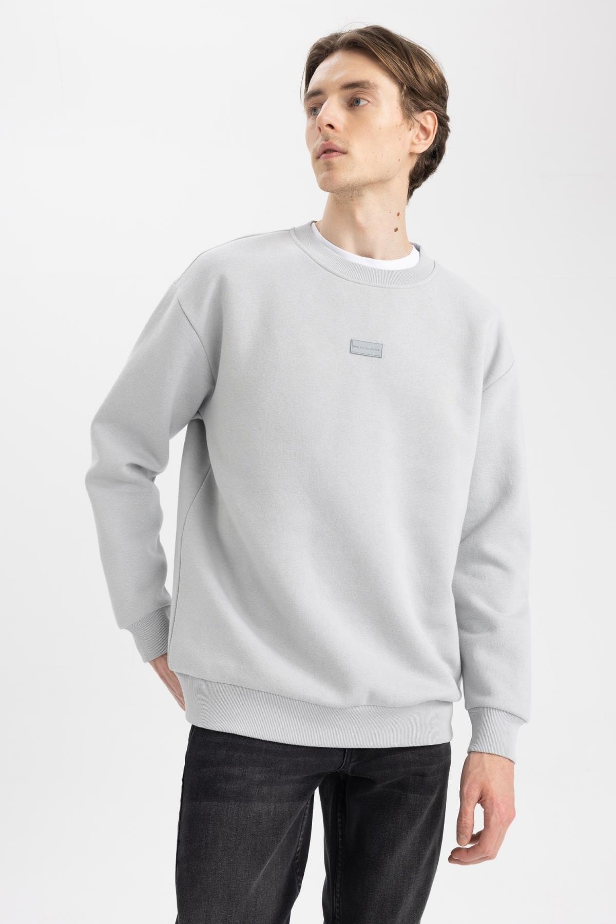 DeFacto Sweatshirt Grau Regular Fit