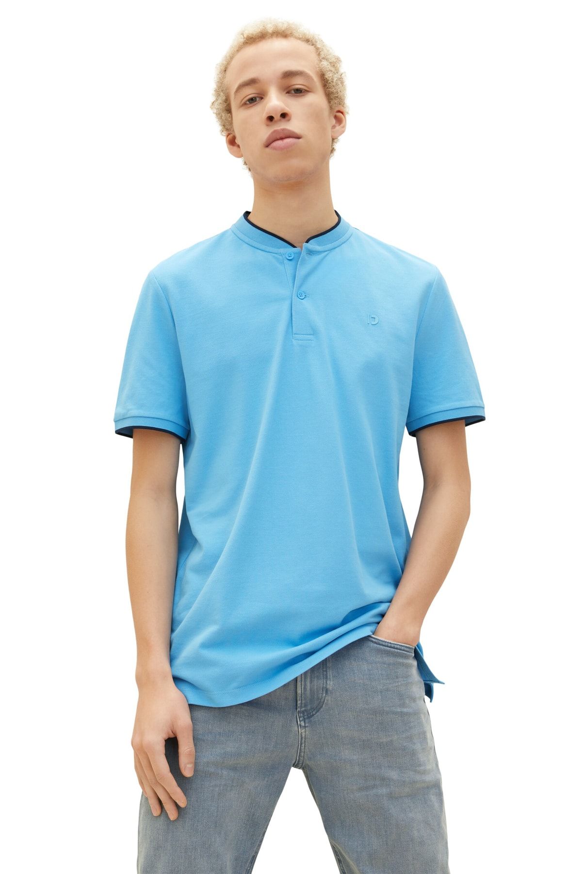Tom Tailor Denim Polo T-shirt - Blue - Regular fit - Trendyol