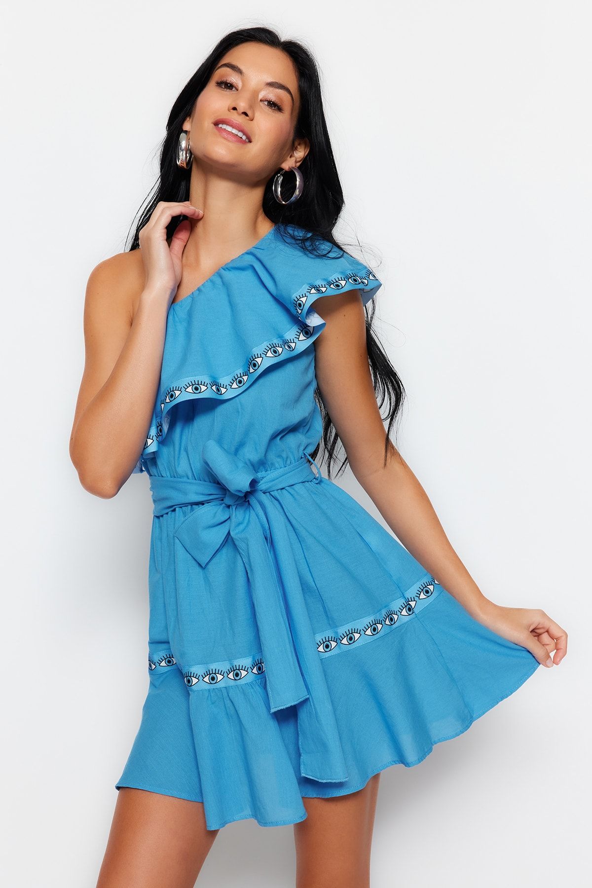 Denim dress sales with frill