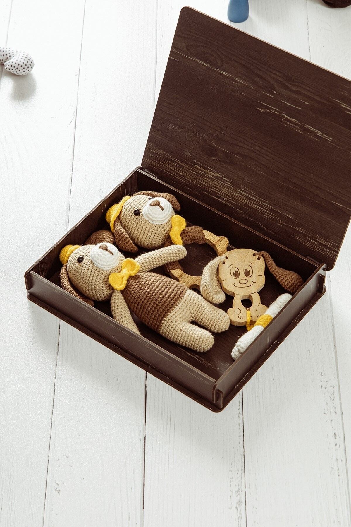 SaltanArt Sevimli Köpek Amigurumi Emzik Zinciri Çıngırak Uyku Arkadaşı Diş Kaşıyıcı Amigurumi 3'lü fotoğrafı 7 (önizleme)