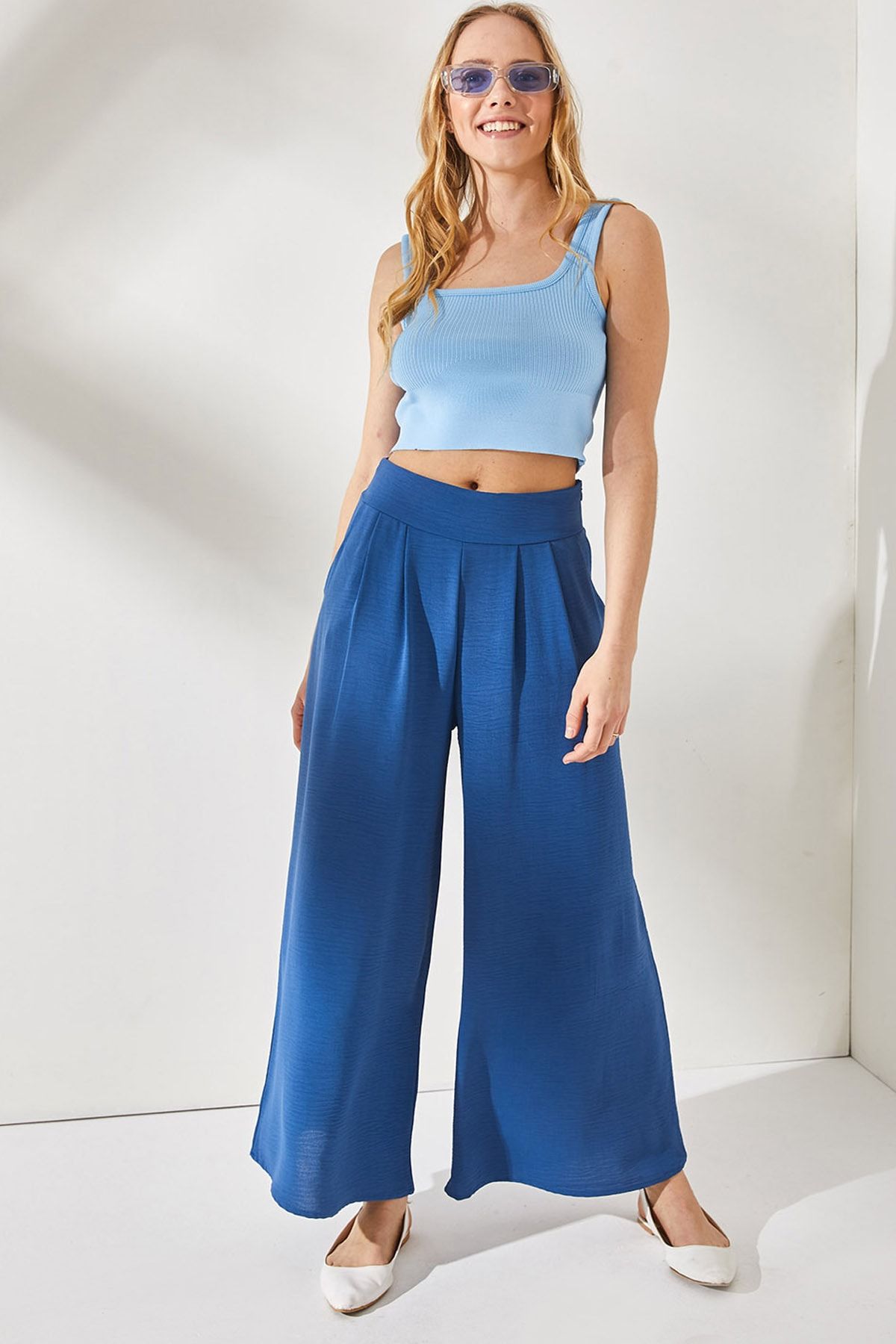 Olalook Hose Blau Wide Leg Fast ausverkauft
