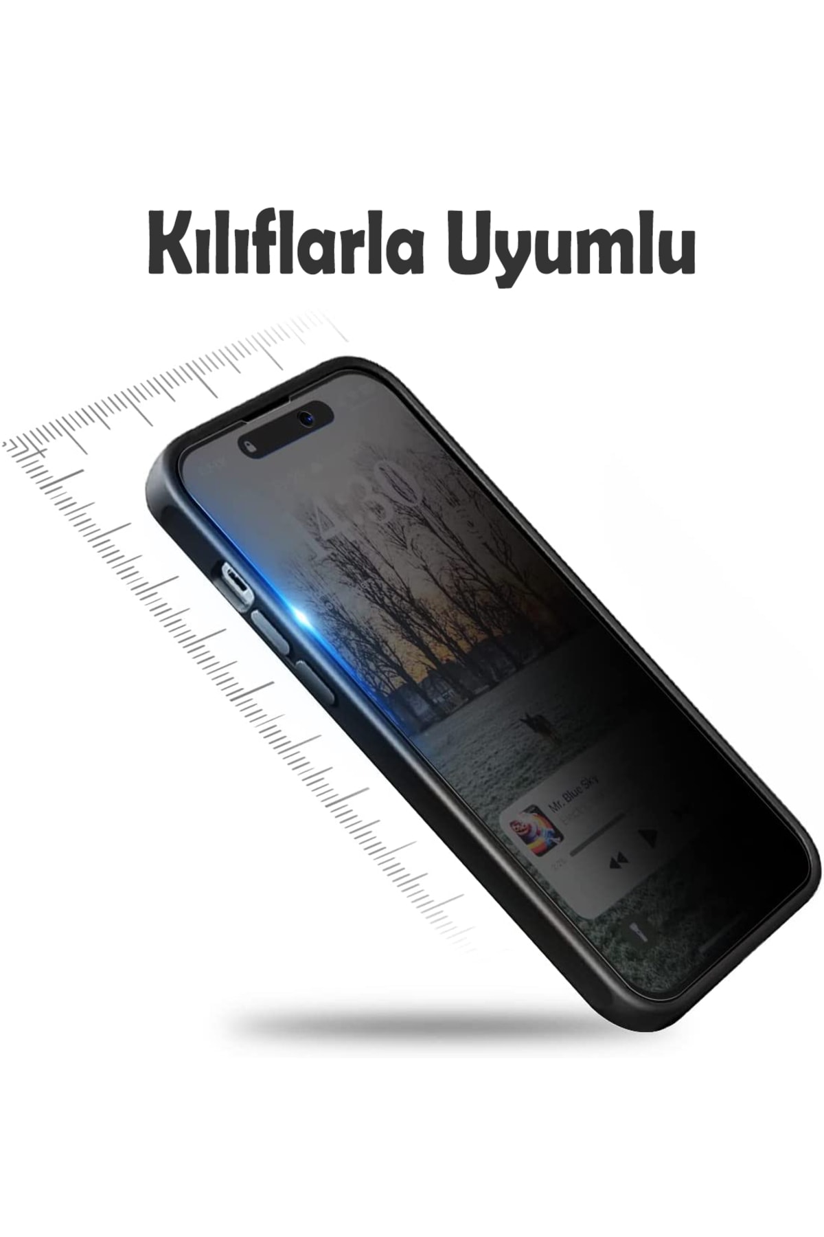 Iphone 14 Pro Max Hayalet Cam Ekran Koruyucu Meraklı Gözlerden Uzak 4
