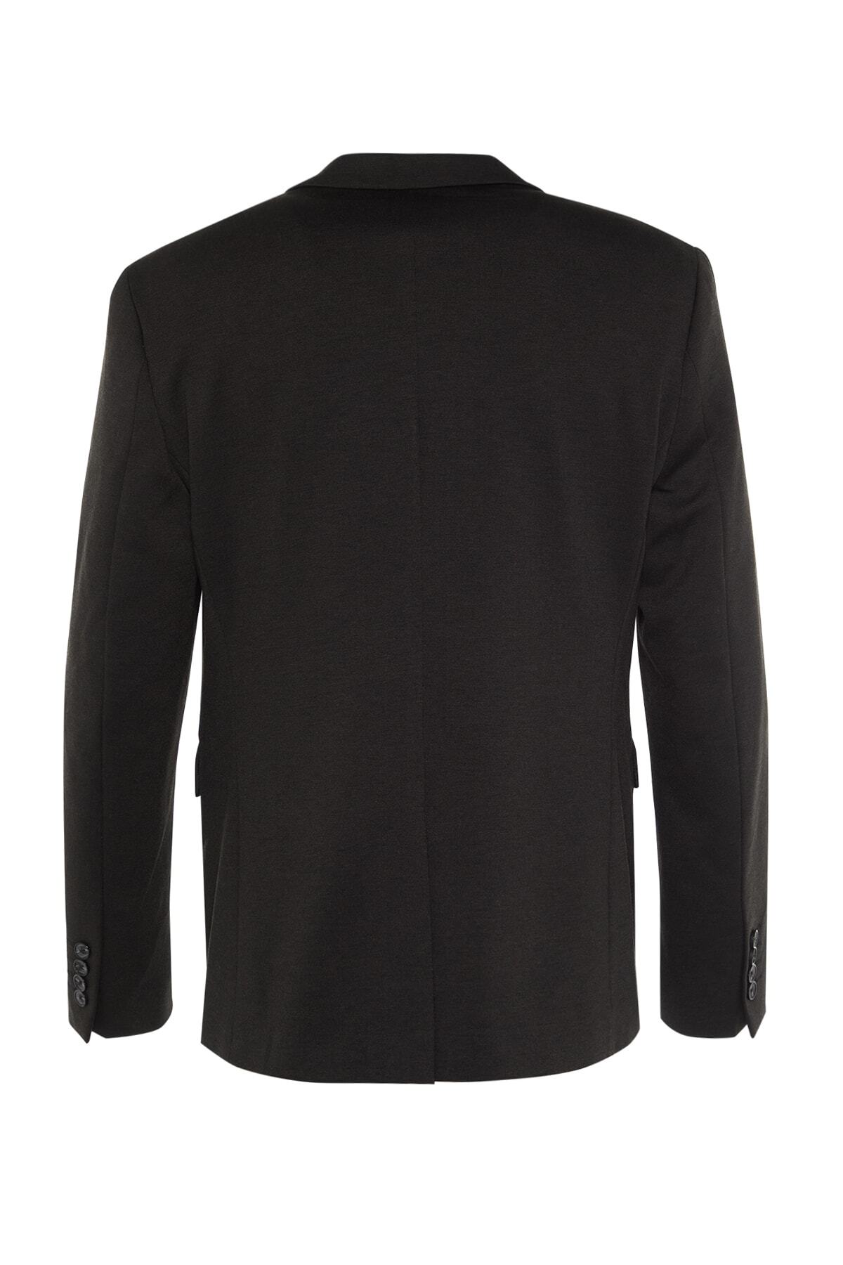 Trendyol Collection-Czarna klasyczna teksturowana kurtka o regularnym kroju TMNSS22CE00005 8