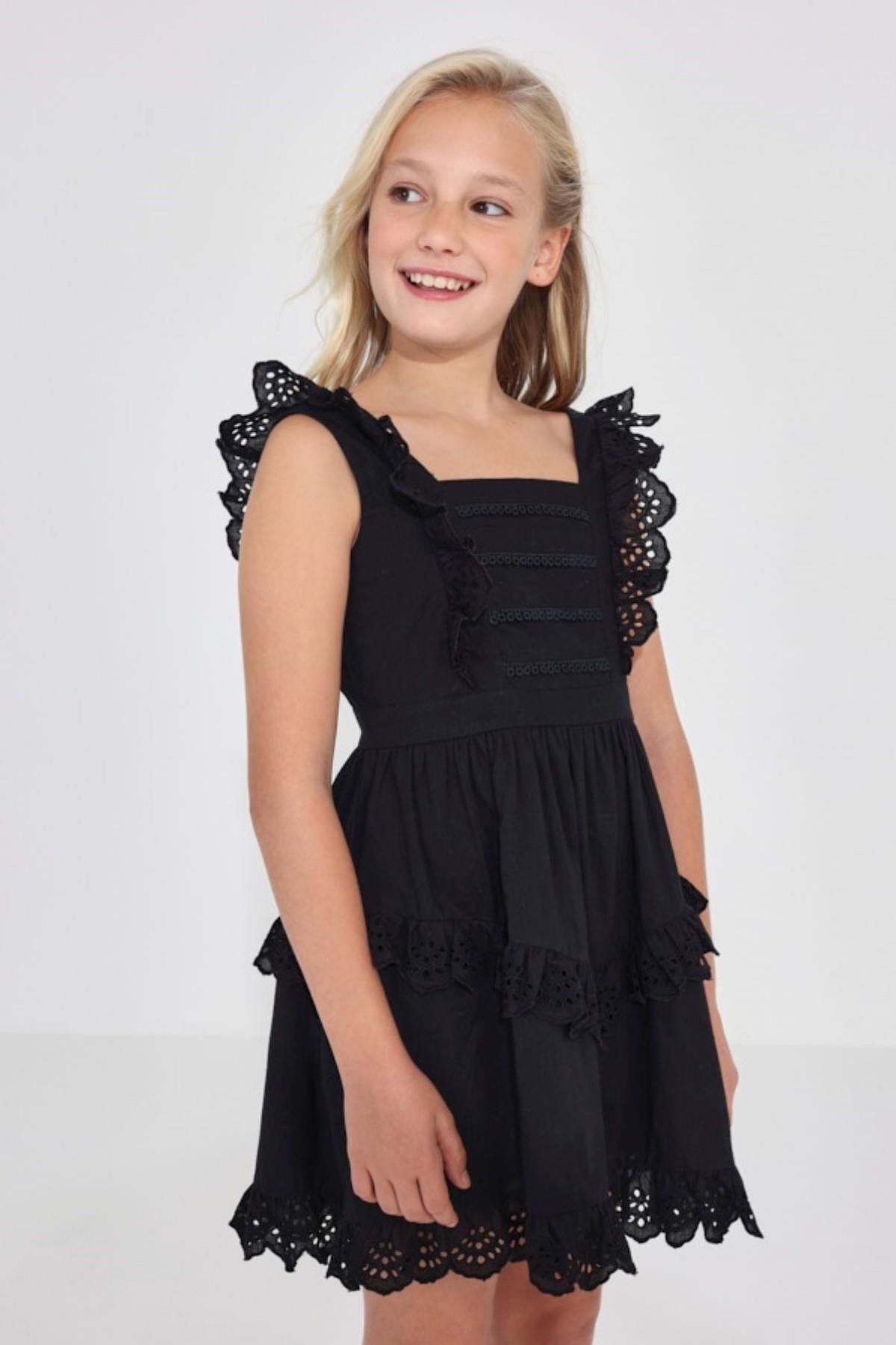 Mayoral 8 14 Years Old Girl Poplin Dress Black Trendyol