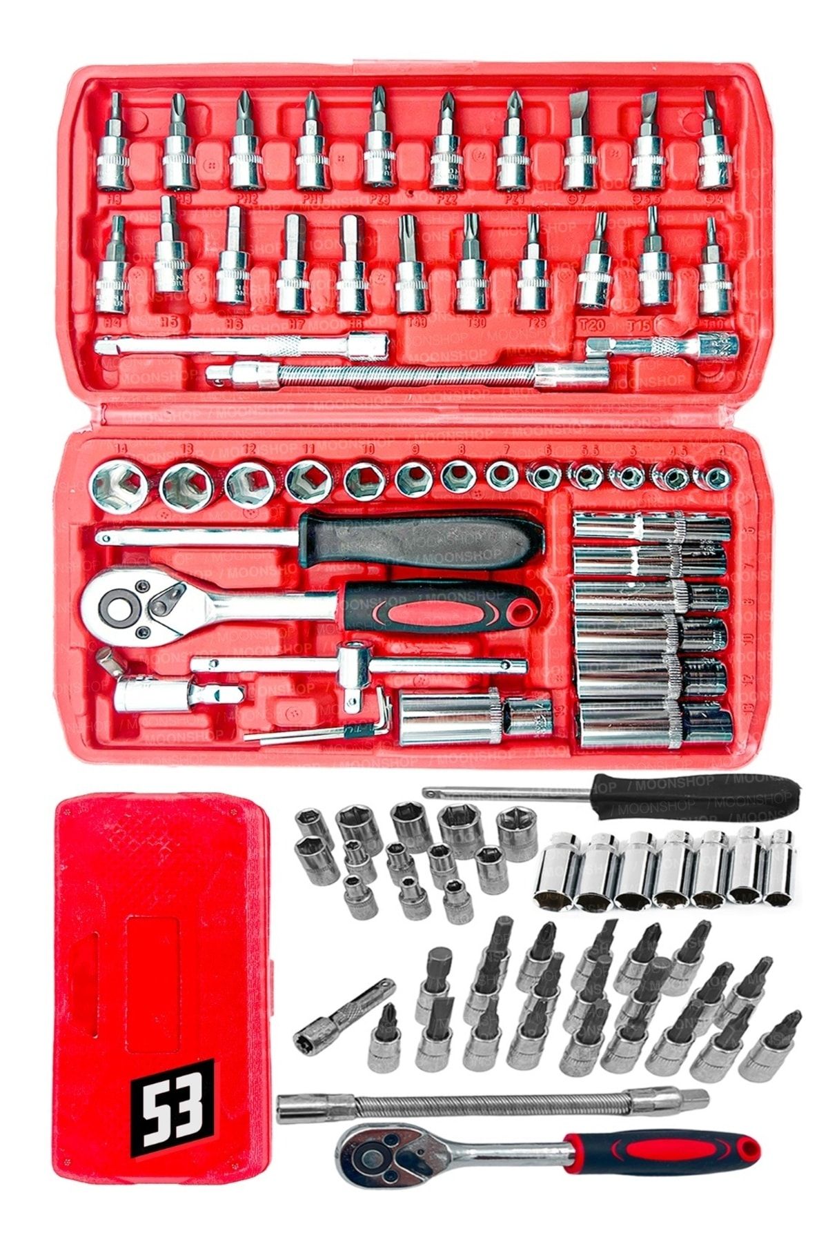 MOONSHOP-Germany Cr-v Max 1/4 Ratchet 53 Piece Socket Wrench Set Bit Set Full Set 1